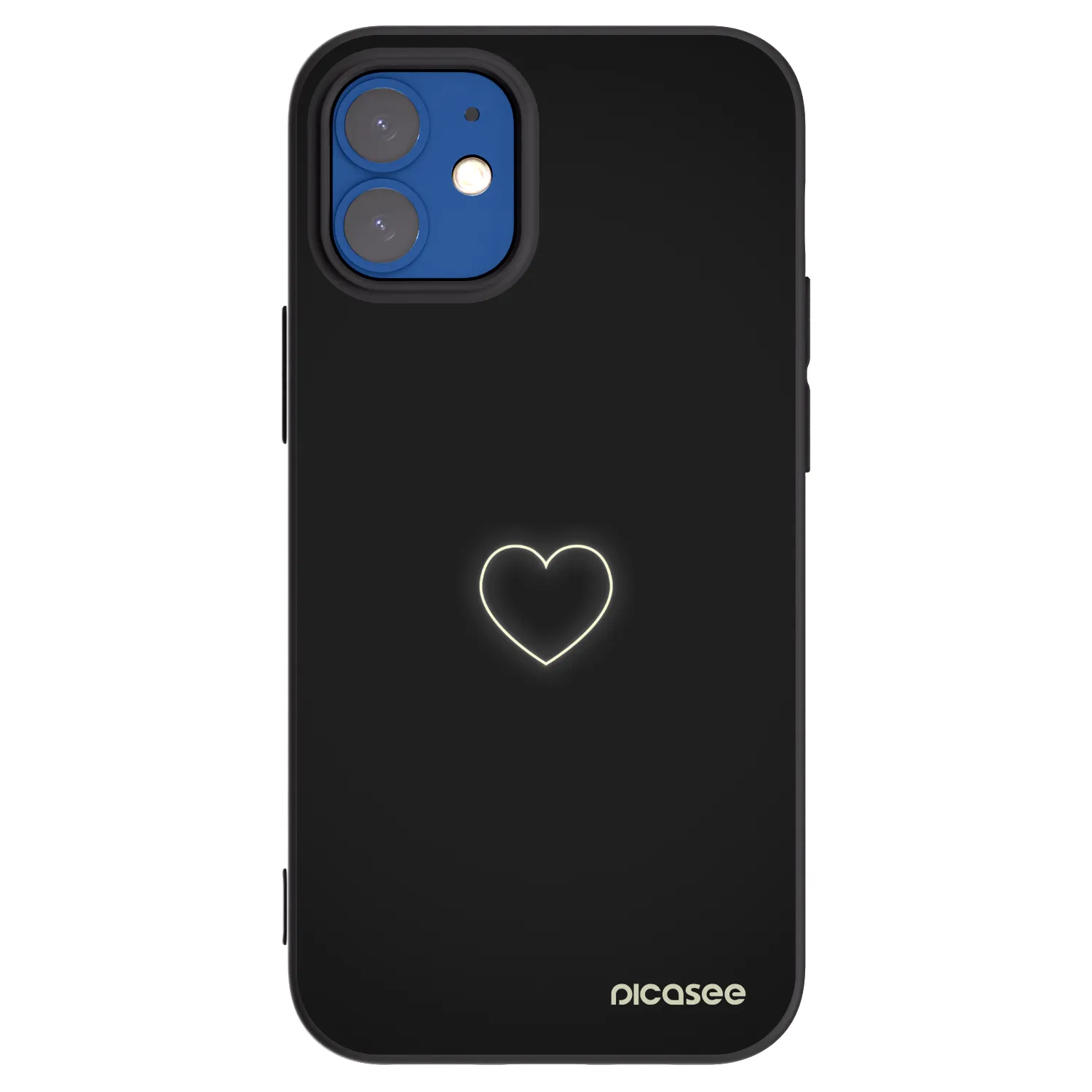Picasee husă neagră din silicon pentru Apple iPhone 12 mini - Heart