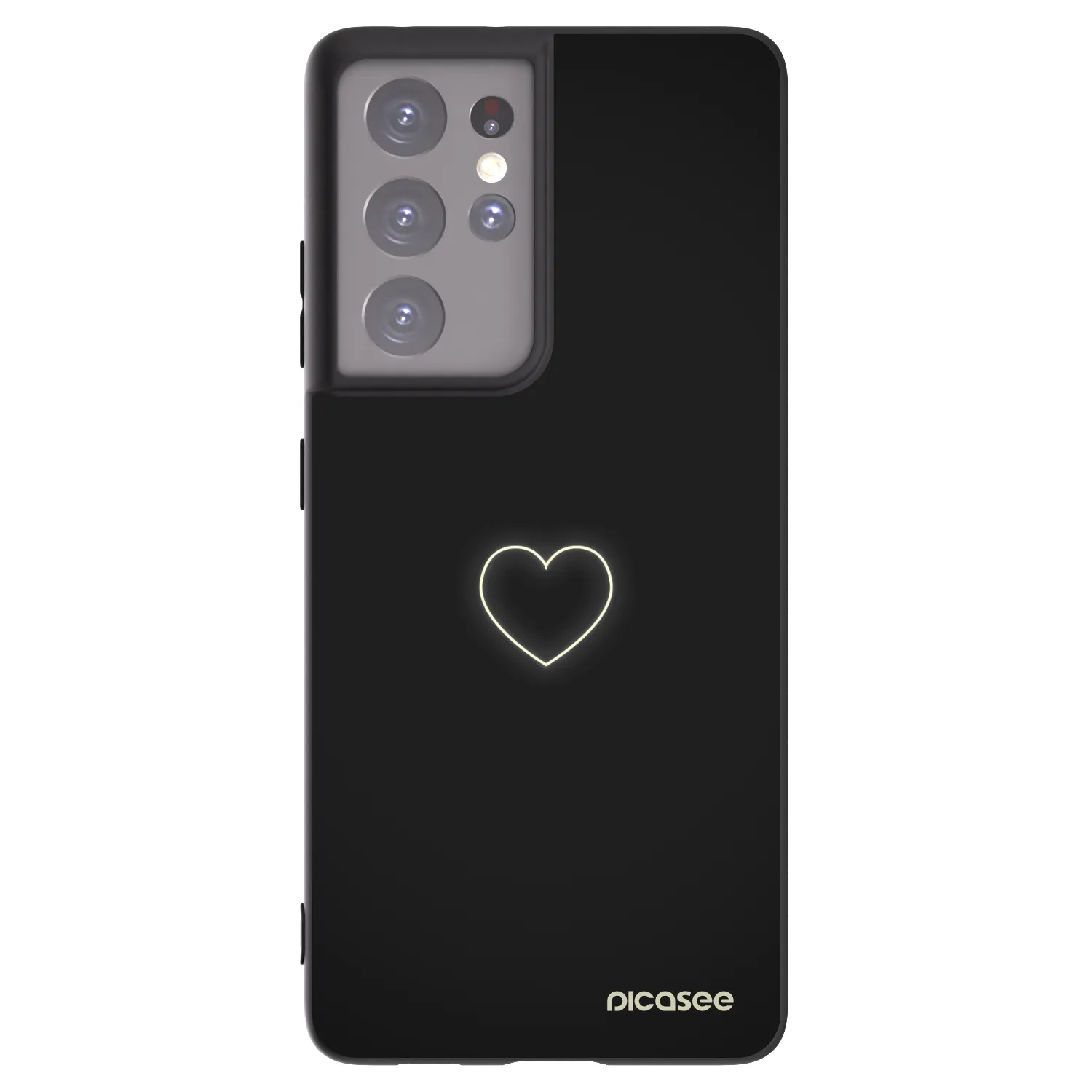 Picasee husă neagră din silicon pentru Samsung Galaxy S21 Ultra 5G G998B - Heart