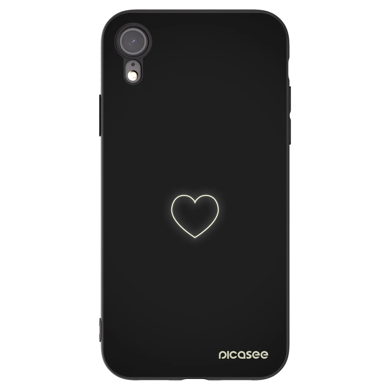 Picasee husă neagră din silicon pentru Apple iPhone XR - Heart