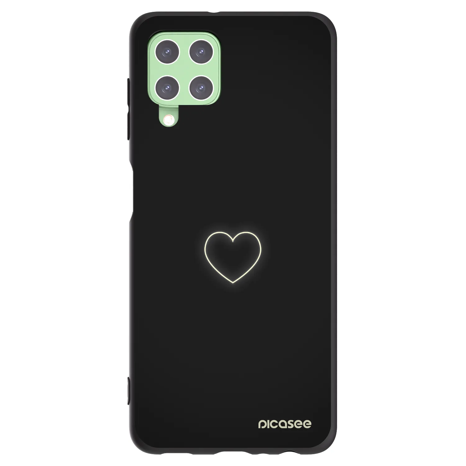 Picasee husă neagră din silicon pentru Samsung Galaxy A22 A225F 4G - Heart