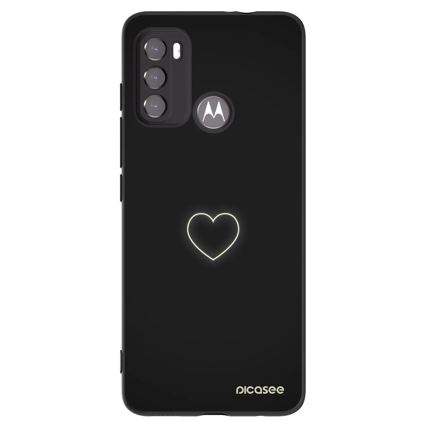 Picasee husă neagră din silicon pentru Motorola Moto G60 - Heart