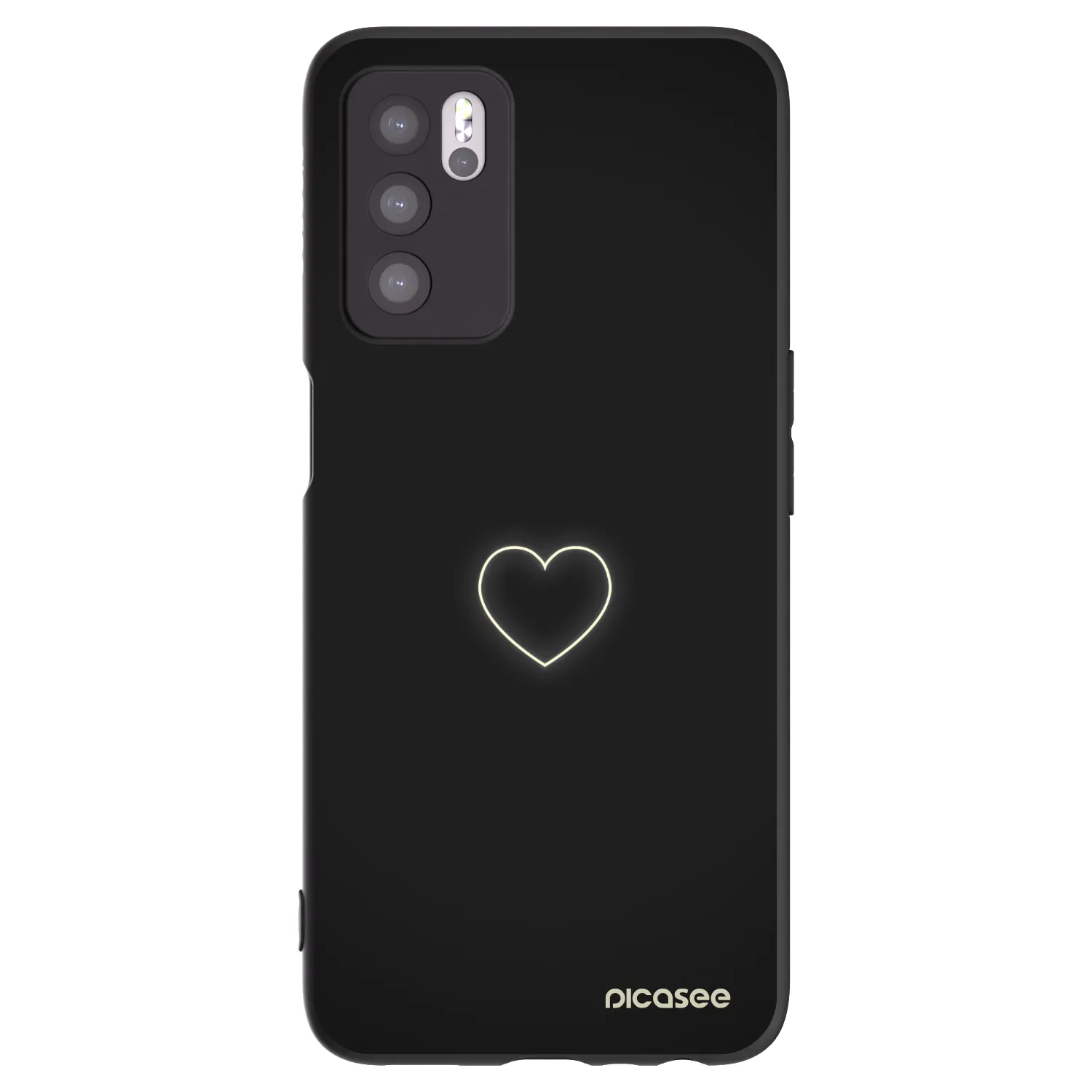 Picasee husă neagră din silicon pentru OPPO A16s - Heart