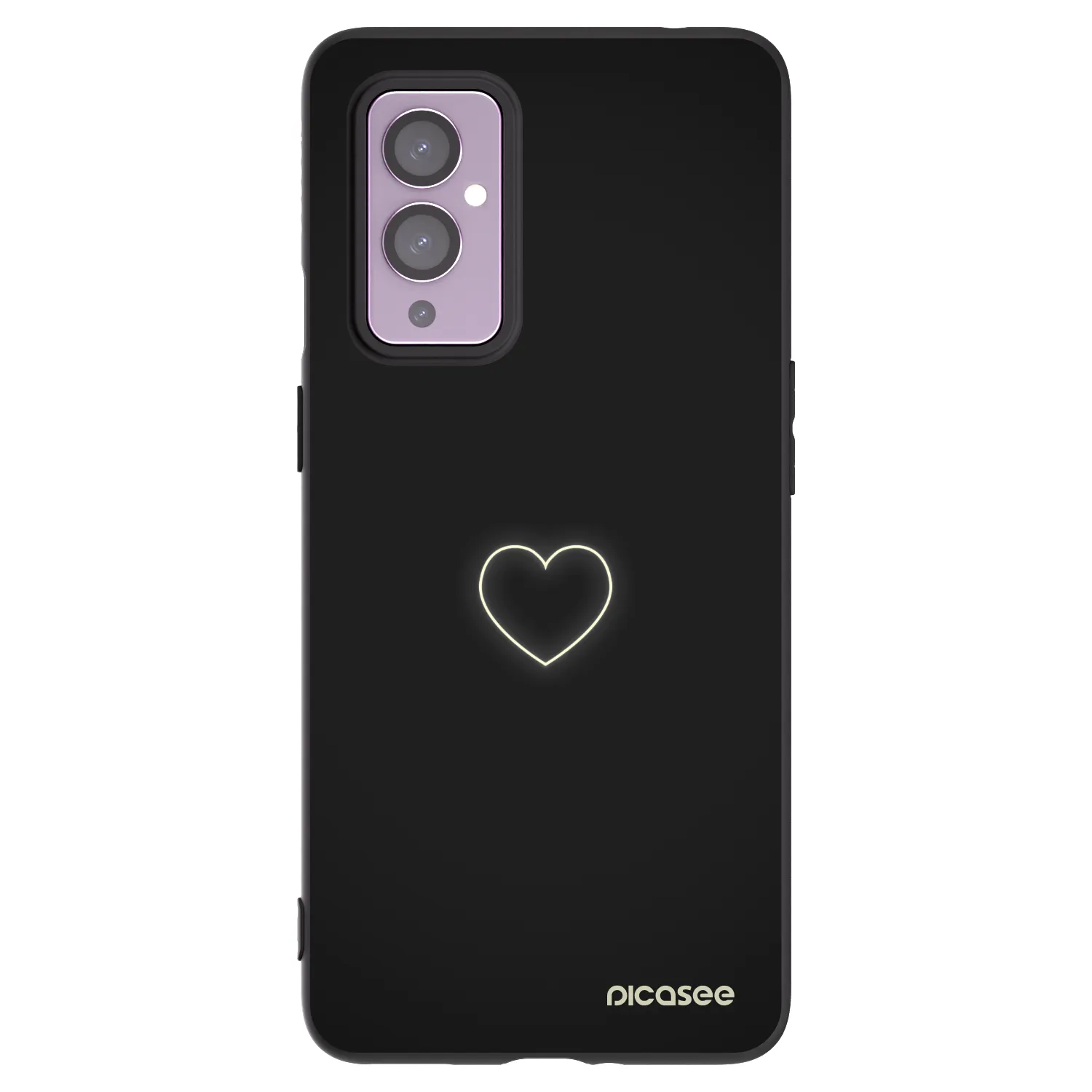 Picasee husă neagră din silicon pentru OnePlus 9 - Heart