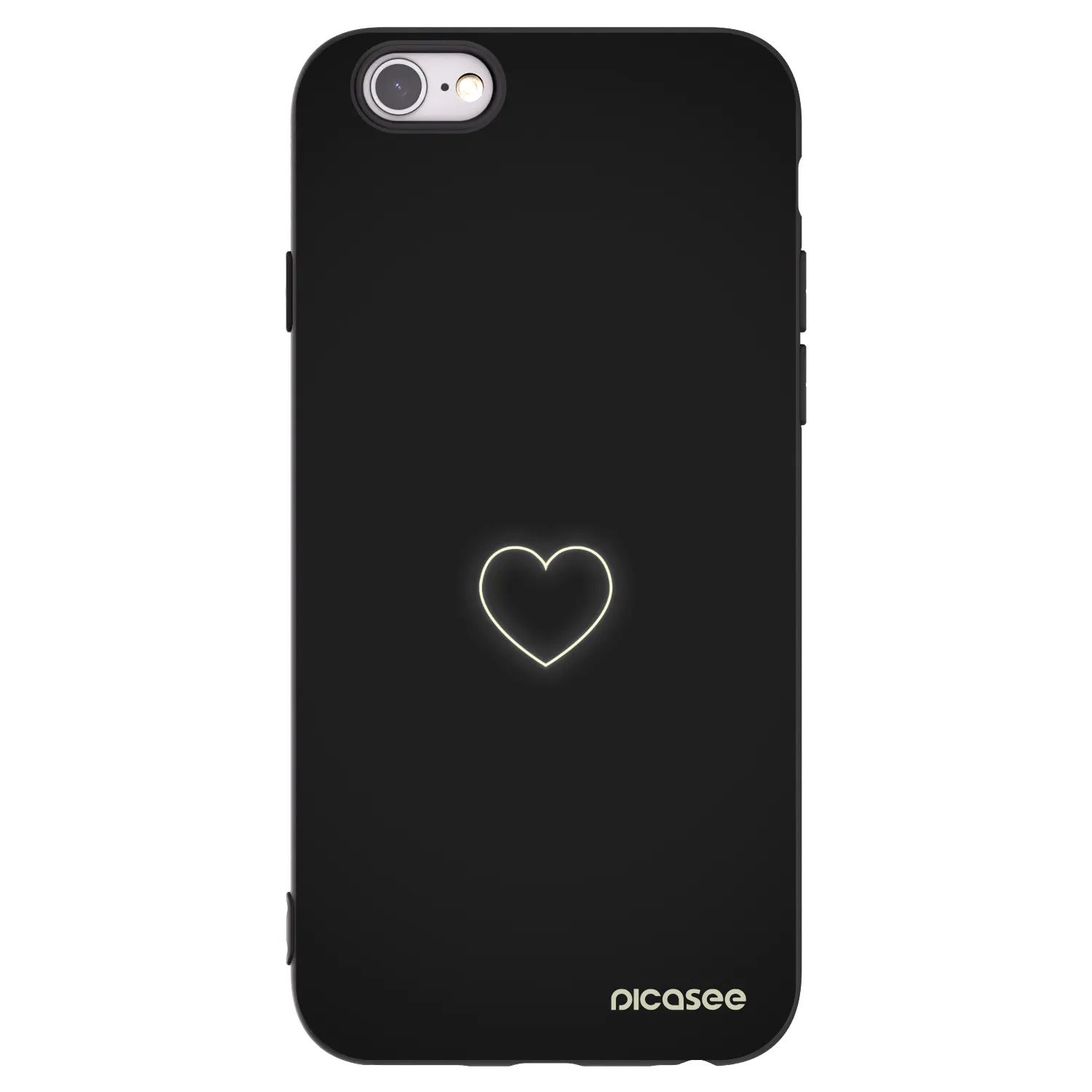 Picasee husă neagră din silicon pentru Apple iPhone 6/6S - Heart