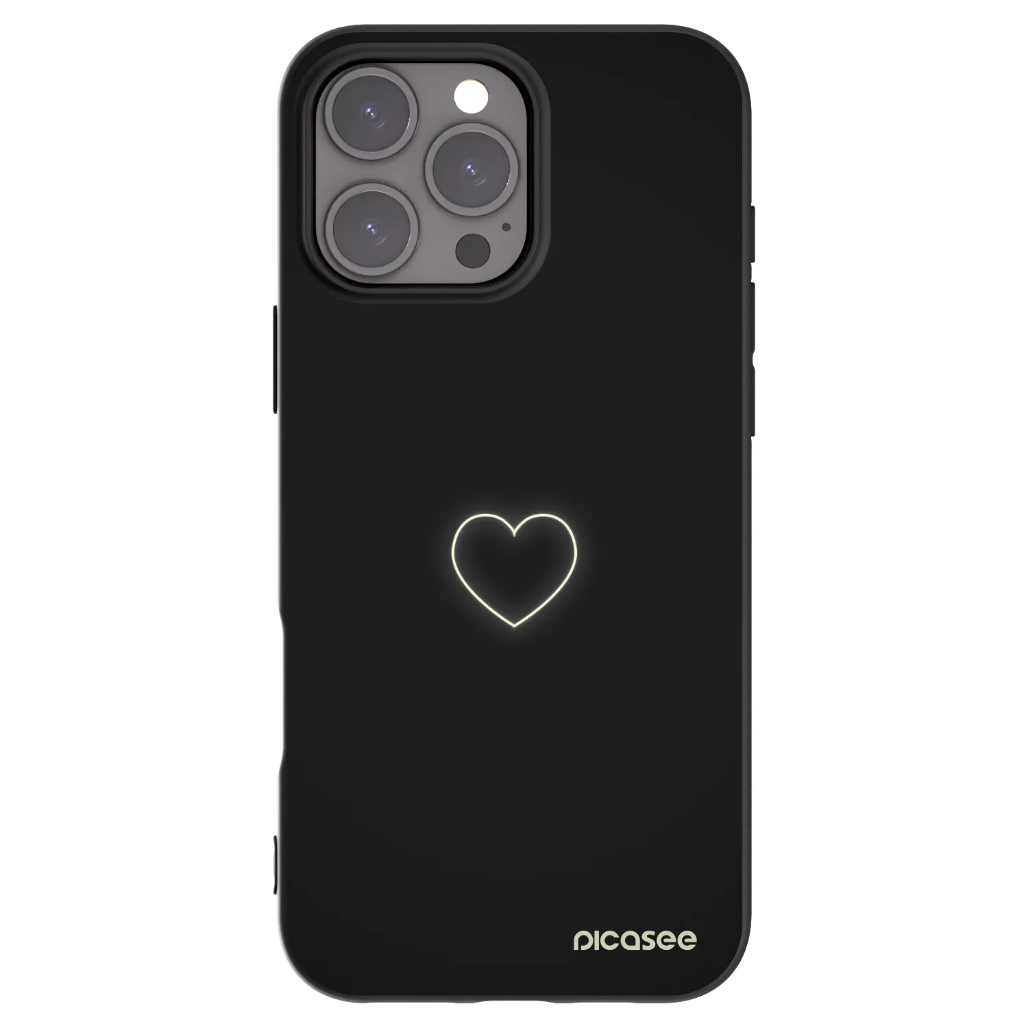 Picasee husă neagră din silicon pentru Apple iPhone 16 Pro Max - Heart
