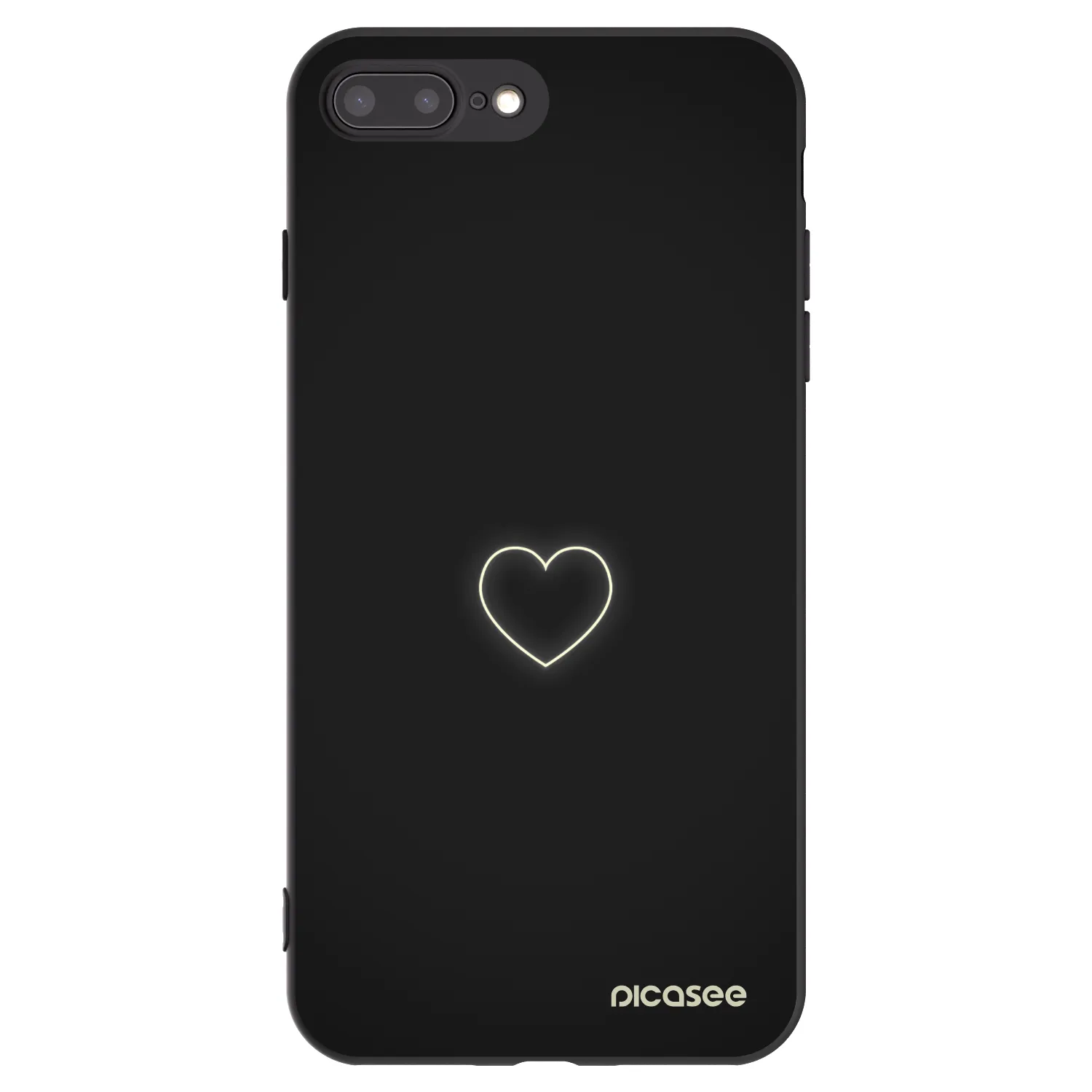 Picasee husă neagră din silicon pentru Apple iPhone 7 Plus - Heart