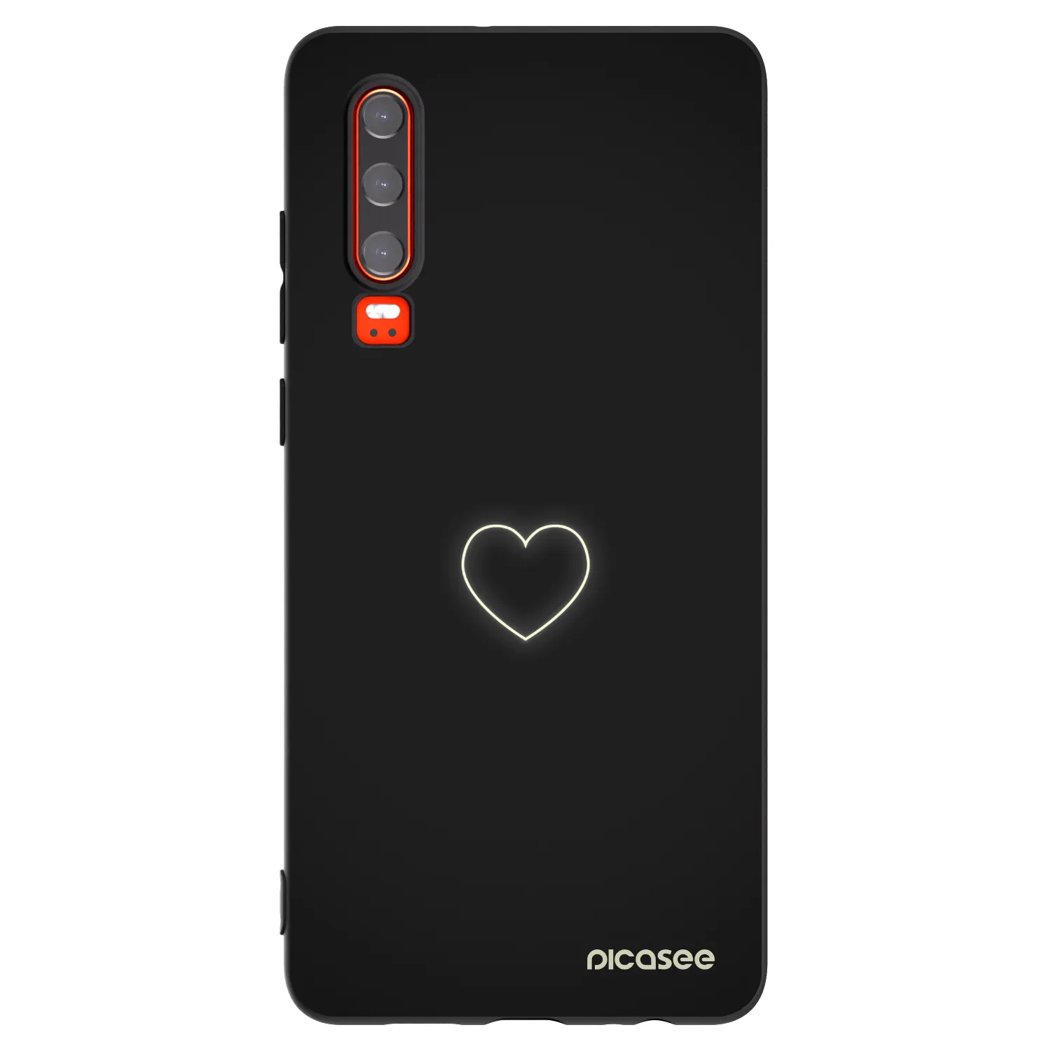 Picasee husă neagră din silicon pentru Huawei P30 - Heart