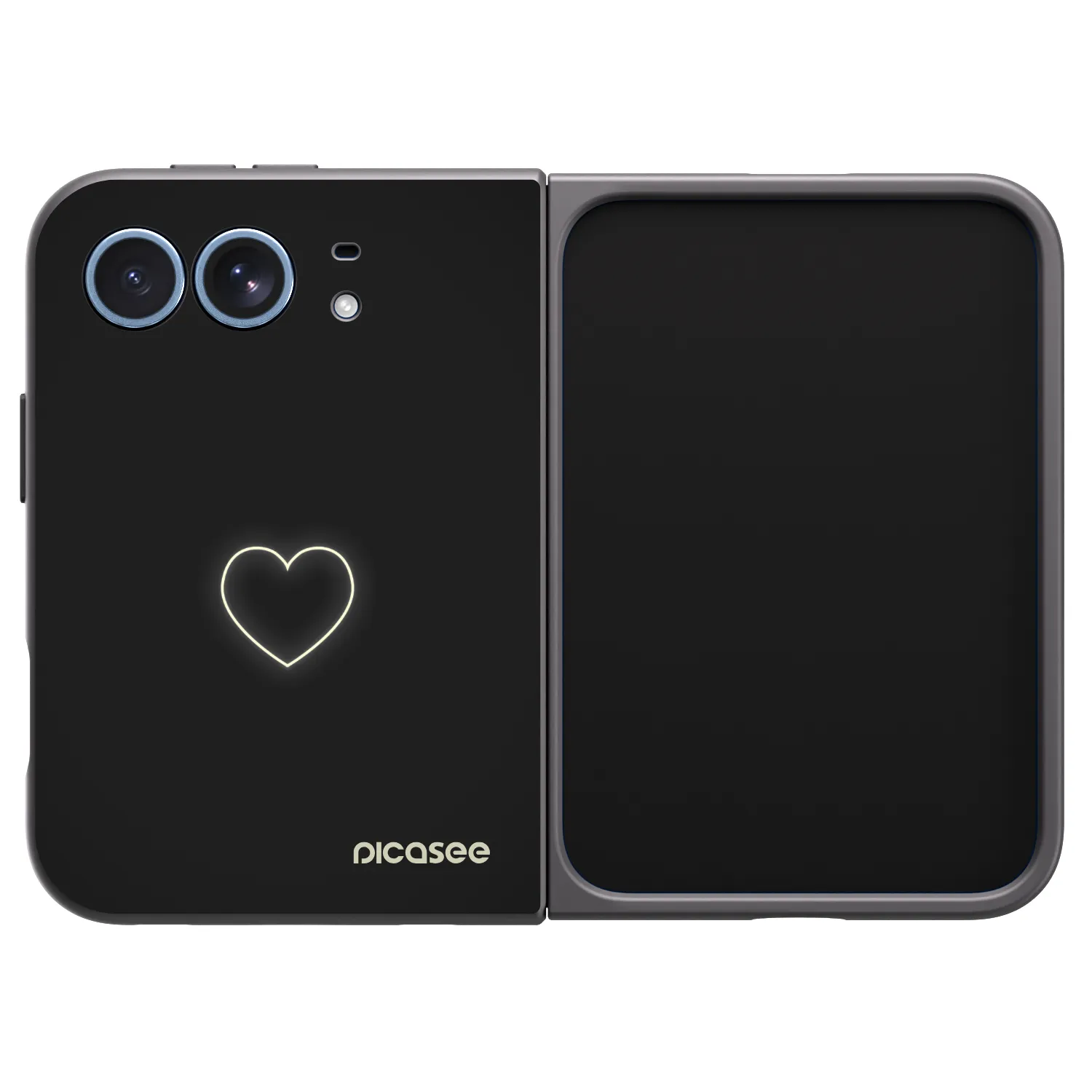 Picasee husă neagră din silicon pentru Apple iPhone Duo - Heart