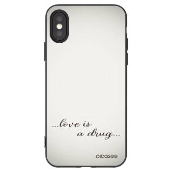 Picasee husă neagră din silicon pentru Apple iPhone X/XS - Love is a drug