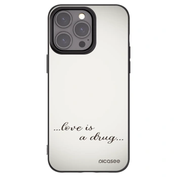 Picasee husă neagră din silicon pentru Apple iPhone 15 Pro Max - Love is a drug