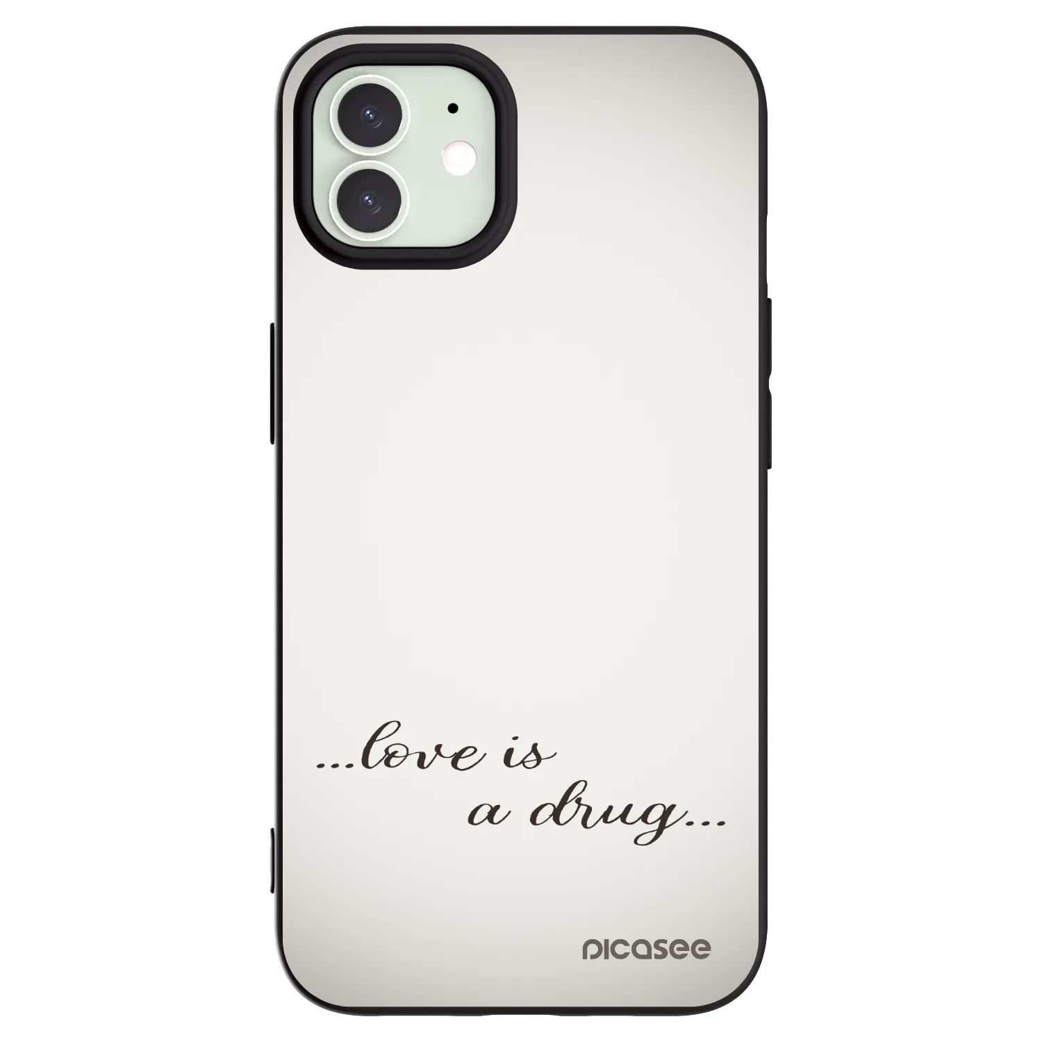 Picasee husă neagră din silicon pentru Apple iPhone 12 - Love is a drug