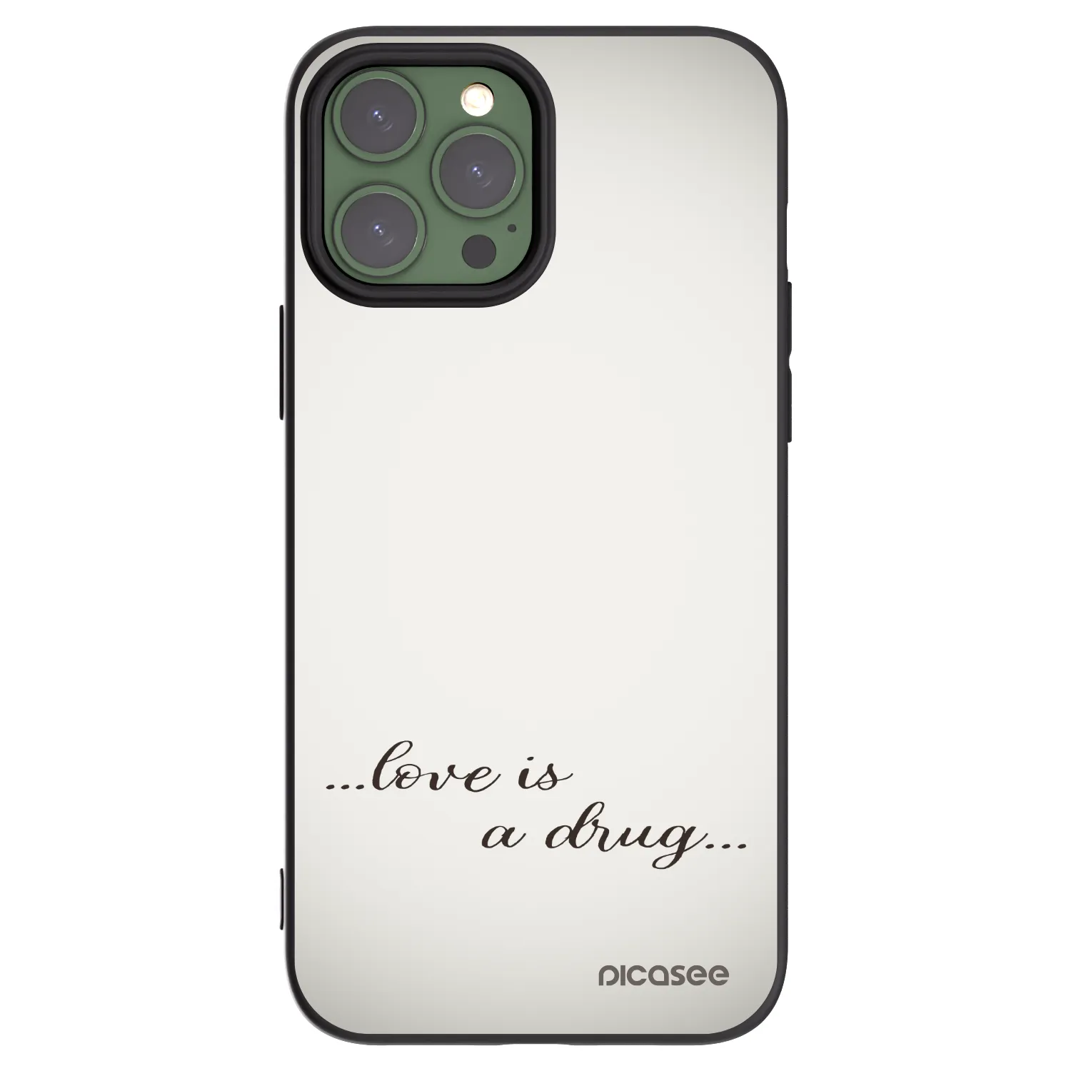 Picasee husă neagră din silicon pentru Apple iPhone 13 Pro Max - Love is a drug