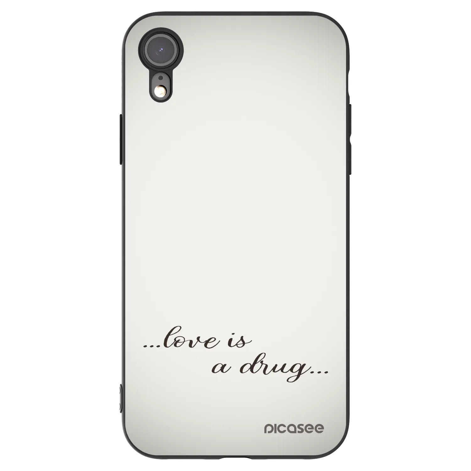 Picasee husă neagră din silicon pentru Apple iPhone XR - Love is a drug