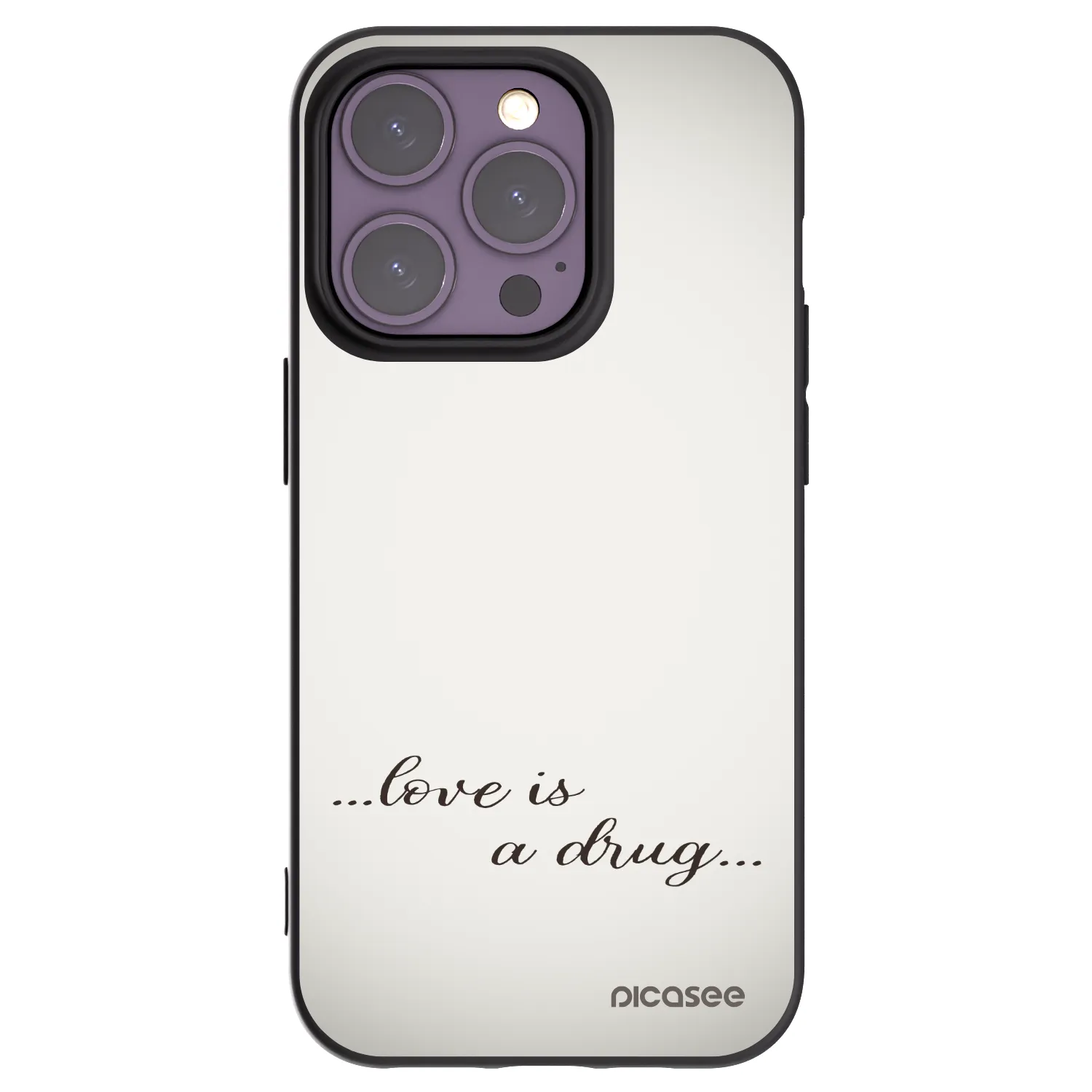 Picasee husă neagră din silicon pentru Apple iPhone 14 Pro - Love is a drug