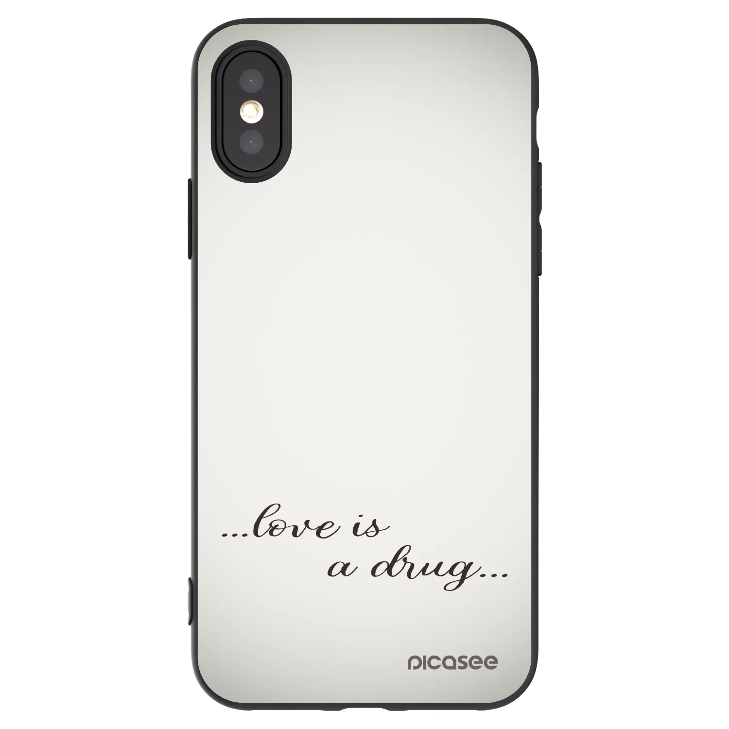 Picasee husă neagră din silicon pentru Apple iPhone X/XS - Love is a drug