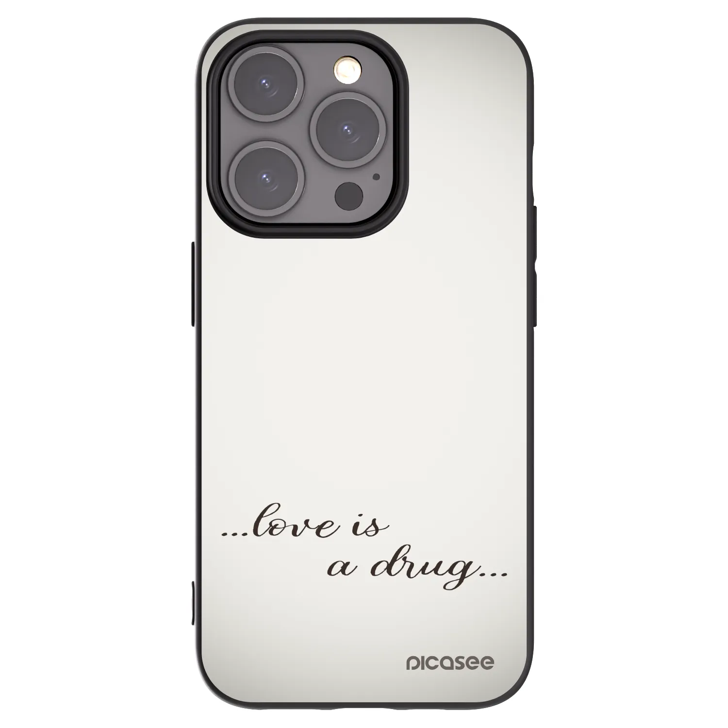 Picasee husă neagră din silicon pentru Apple iPhone 15 Pro - Love is a drug