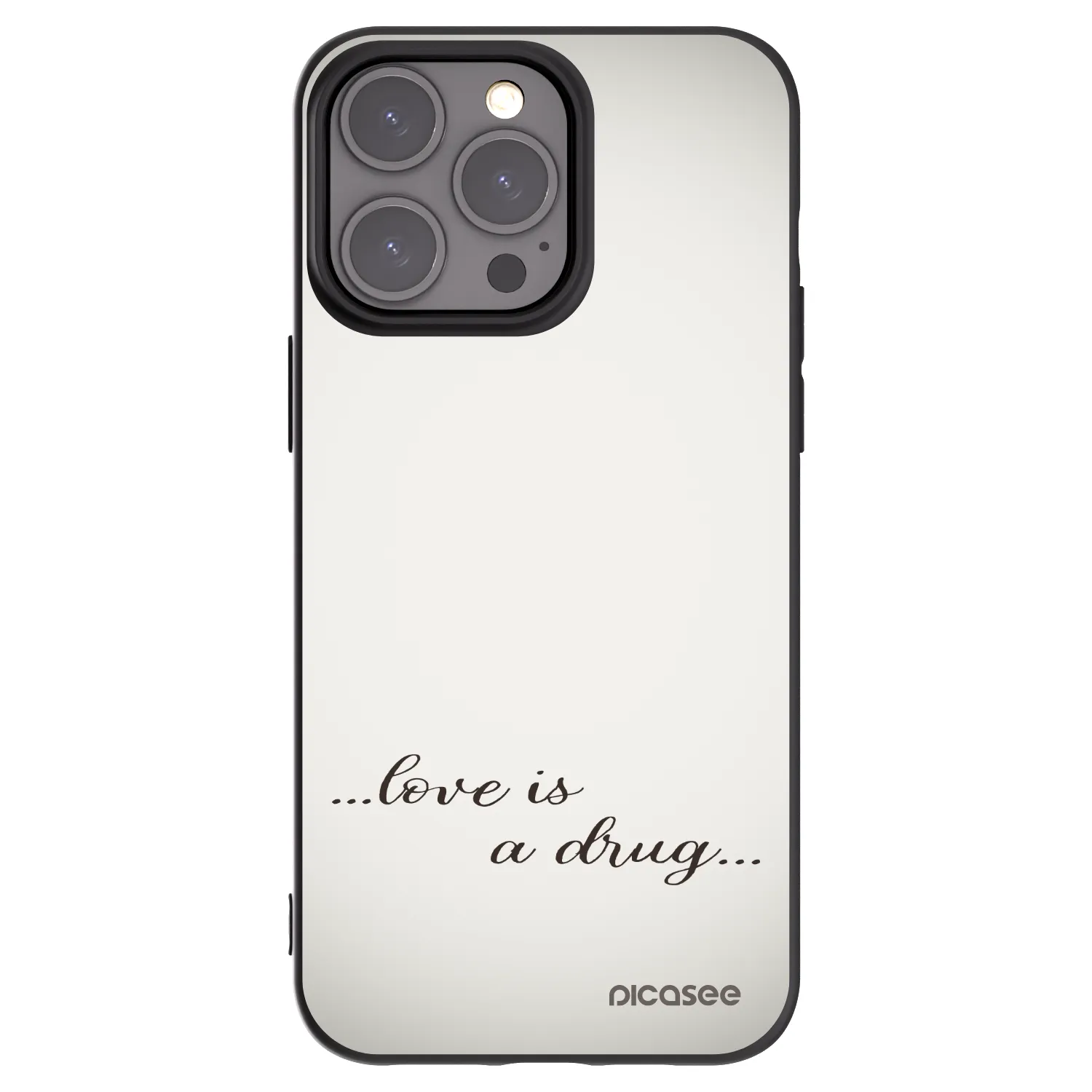 Picasee husă neagră din silicon pentru Apple iPhone 15 Pro Max - Love is a drug
