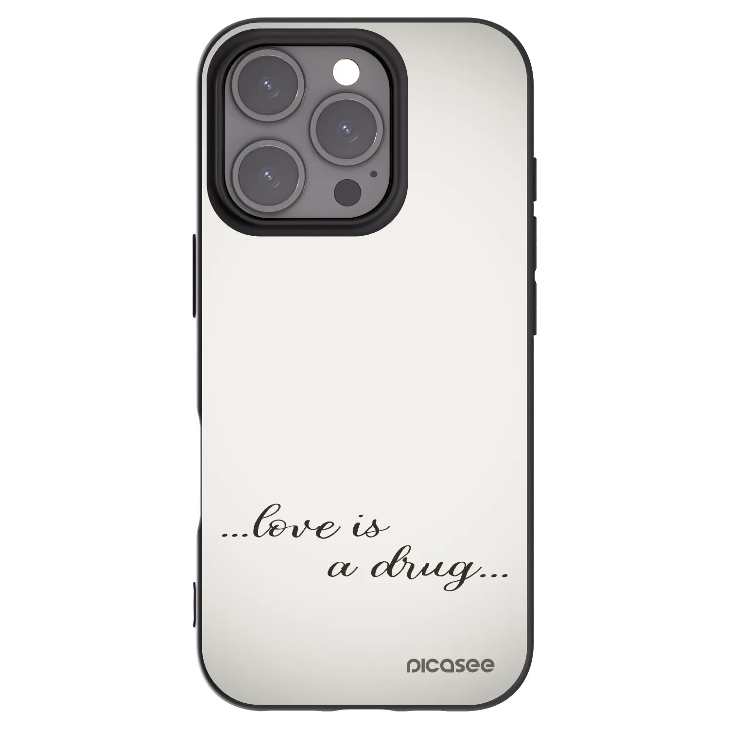 Picasee husă neagră din silicon pentru Apple iPhone 16 Pro - Love is a drug
