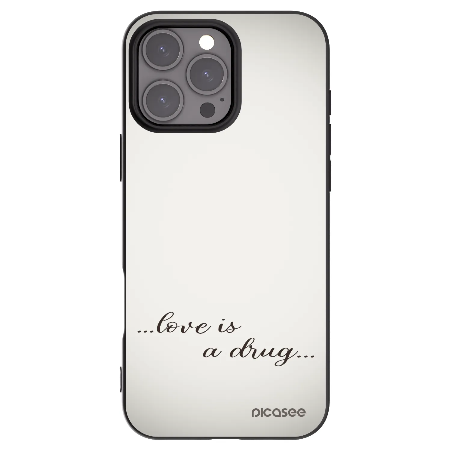 Picasee husă neagră din silicon pentru Apple iPhone 16 Pro Max - Love is a drug