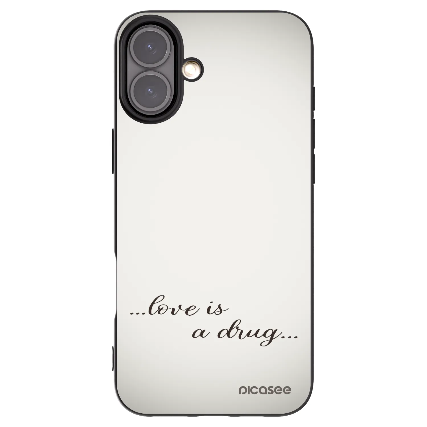 Picasee husă neagră din silicon pentru Apple iPhone 16 Plus - Love is a drug