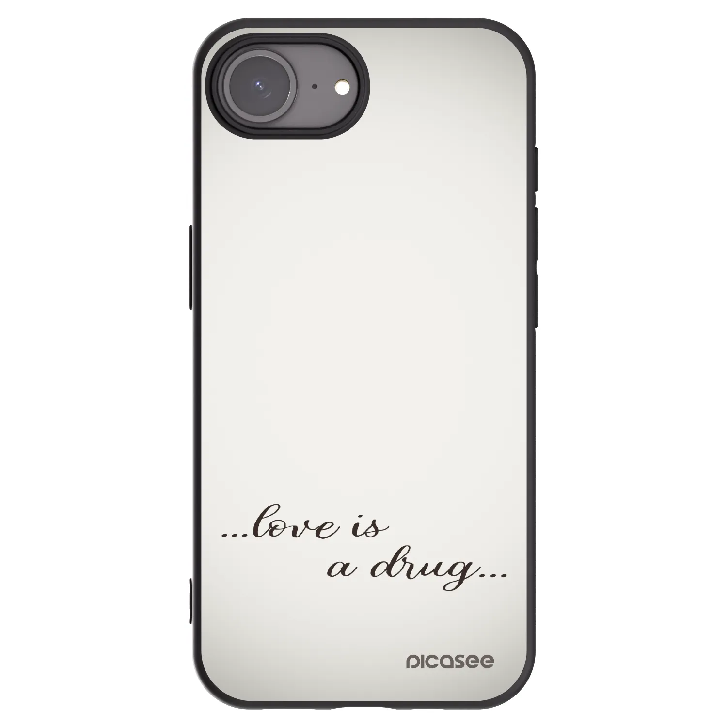 Picasee husă neagră din silicon pentru Apple iPhone 16e - Love is a drug