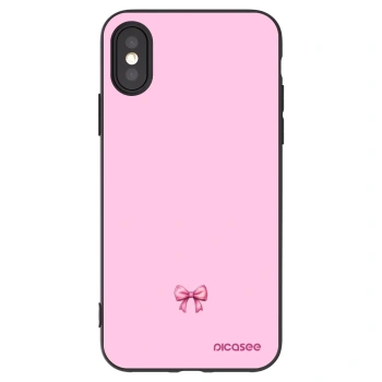 Picasee husă neagră din silicon pentru Apple iPhone X/XS - Blush bow