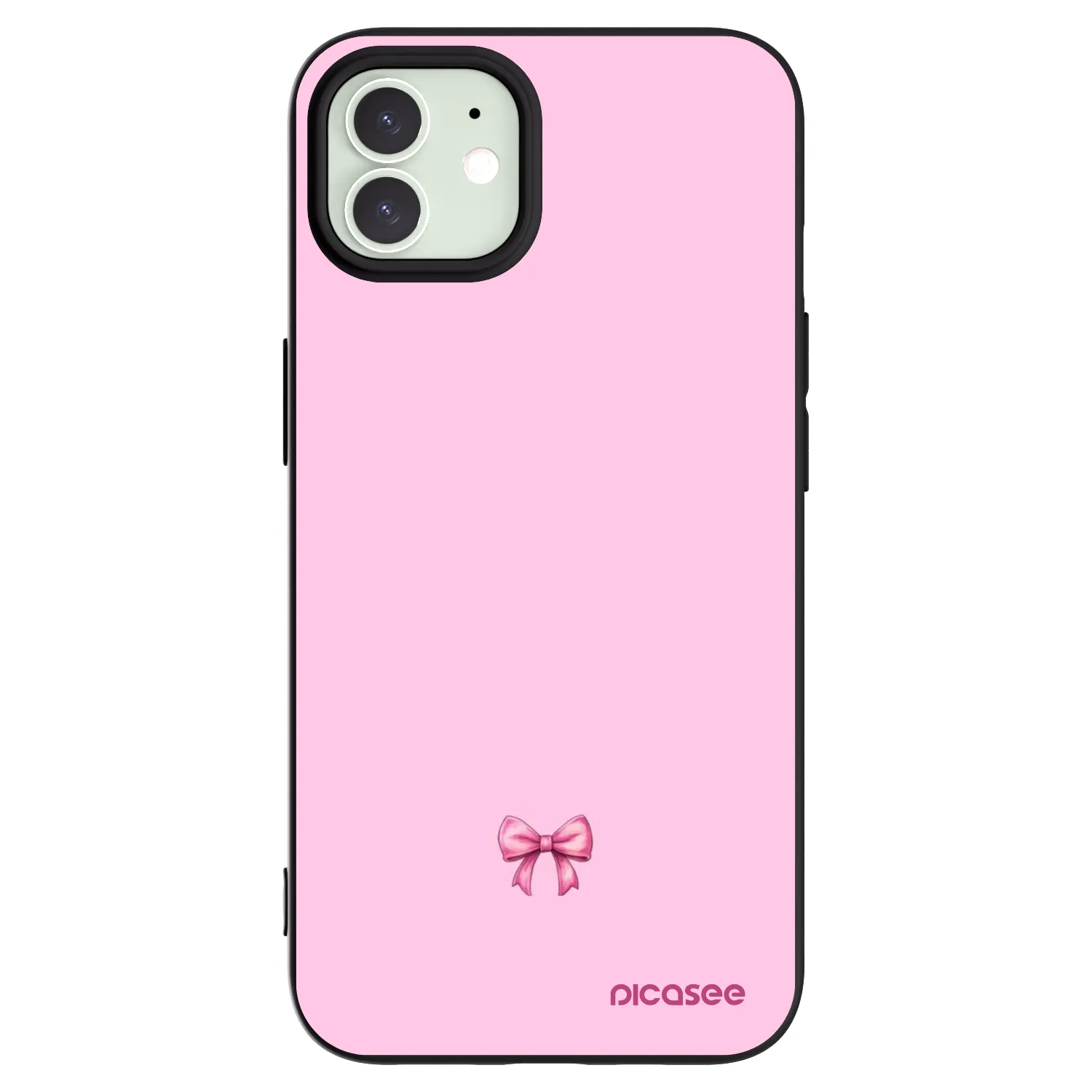 Picasee husă neagră din silicon pentru Apple iPhone 12 - Blush bow