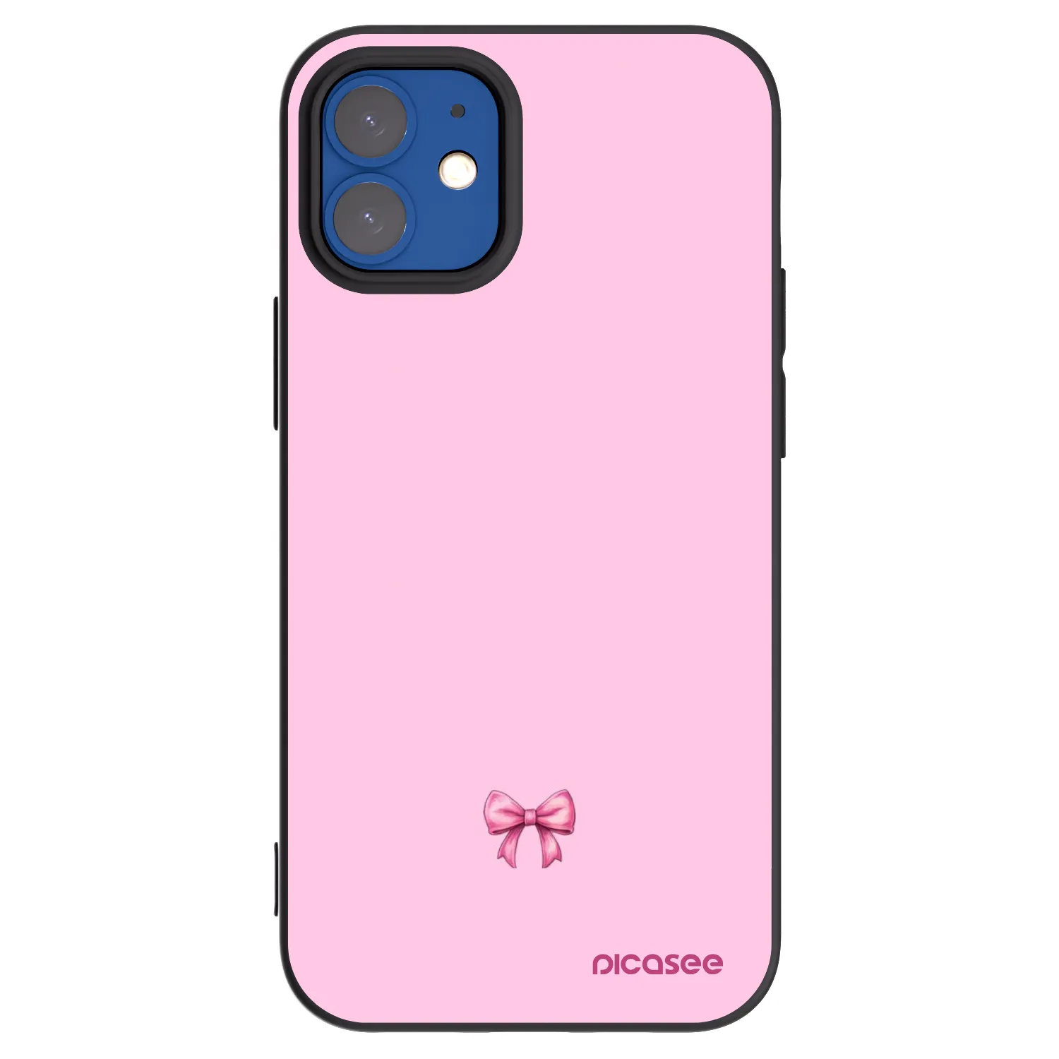 Picasee husă neagră din silicon pentru Apple iPhone 12 mini - Blush bow