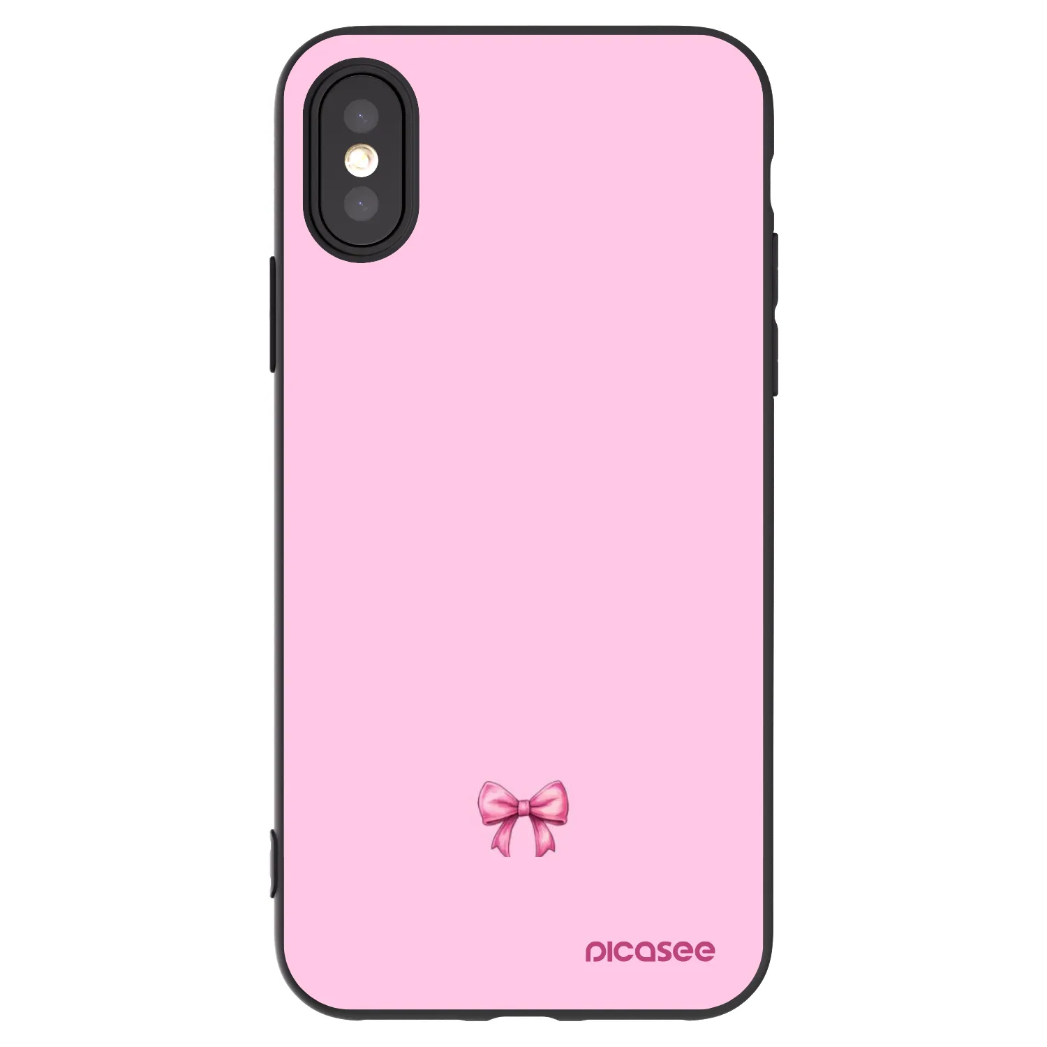 Picasee husă neagră din silicon pentru Apple iPhone X/XS - Blush bow
