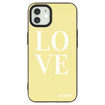 Picasee husă neagră din silicon pentru Apple iPhone 12 - Love