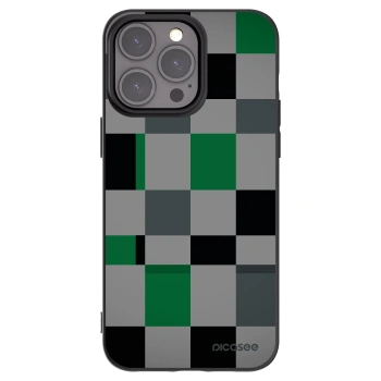 Picasee husă neagră din silicon pentru Apple iPhone 15 Pro Max - Block Grid