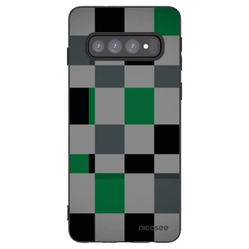 Picasee husă neagră din silicon pentru Samsung Galaxy S10 G973 - Block Grid