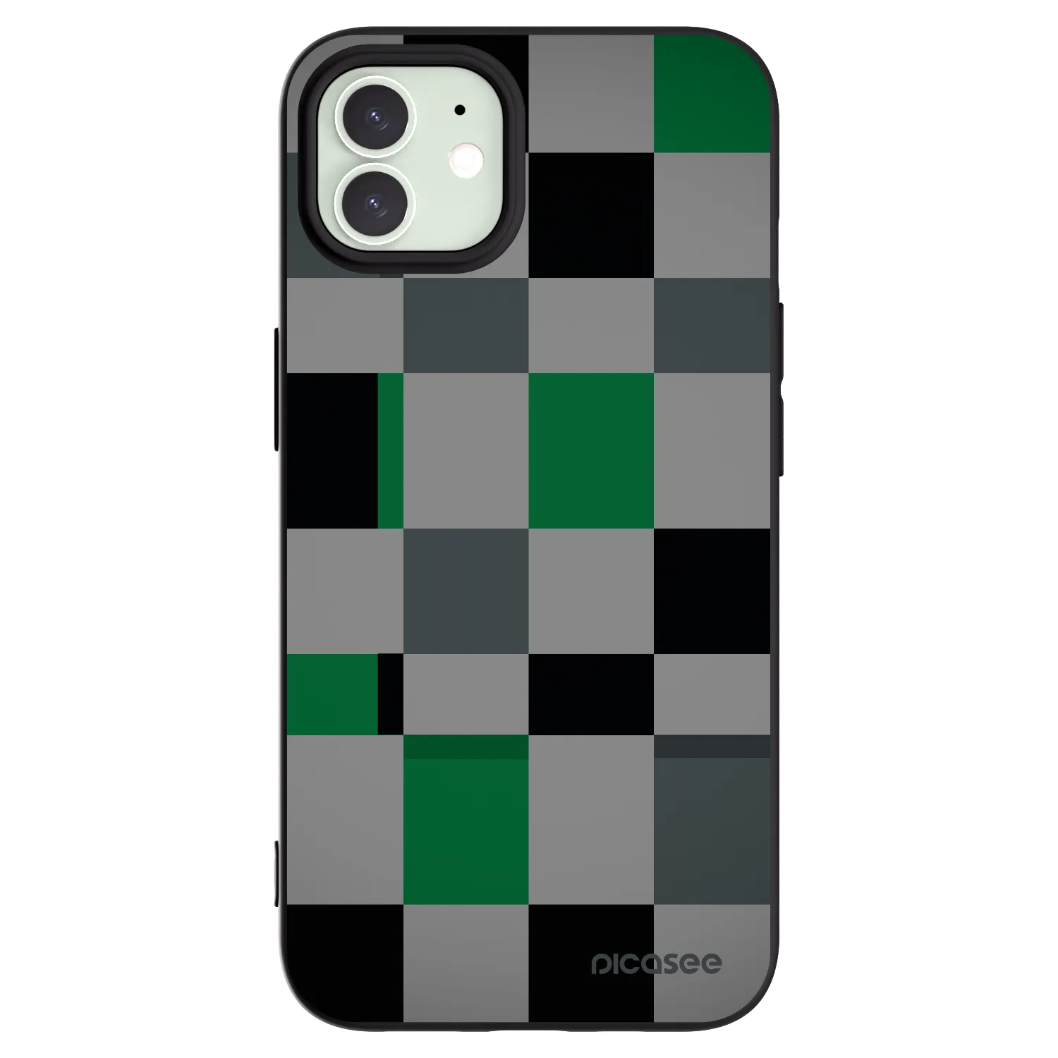 Picasee husă neagră din silicon pentru Apple iPhone 12 Pro - Block Grid