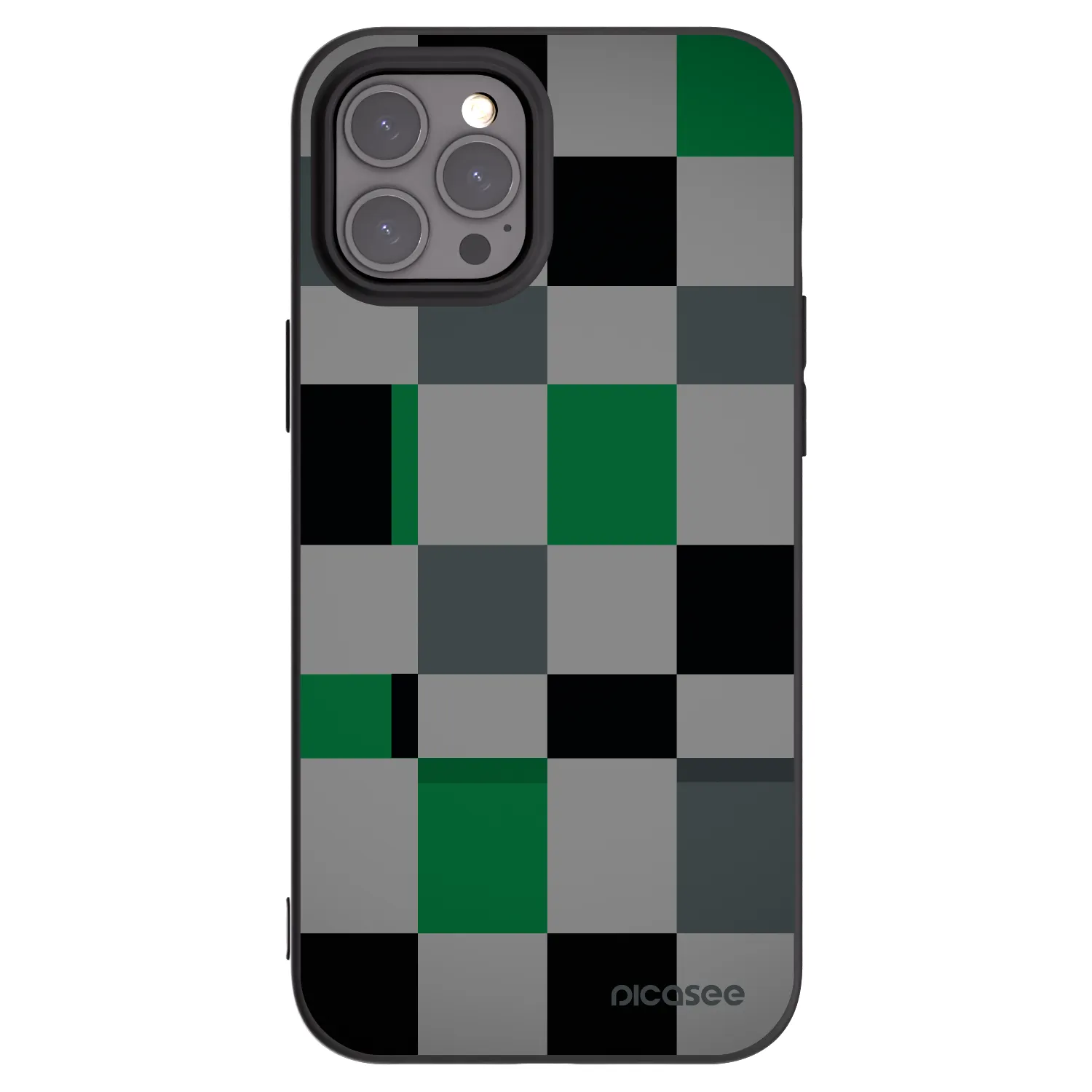 Picasee husă neagră din silicon pentru Apple iPhone 12 Pro Max - Block Grid