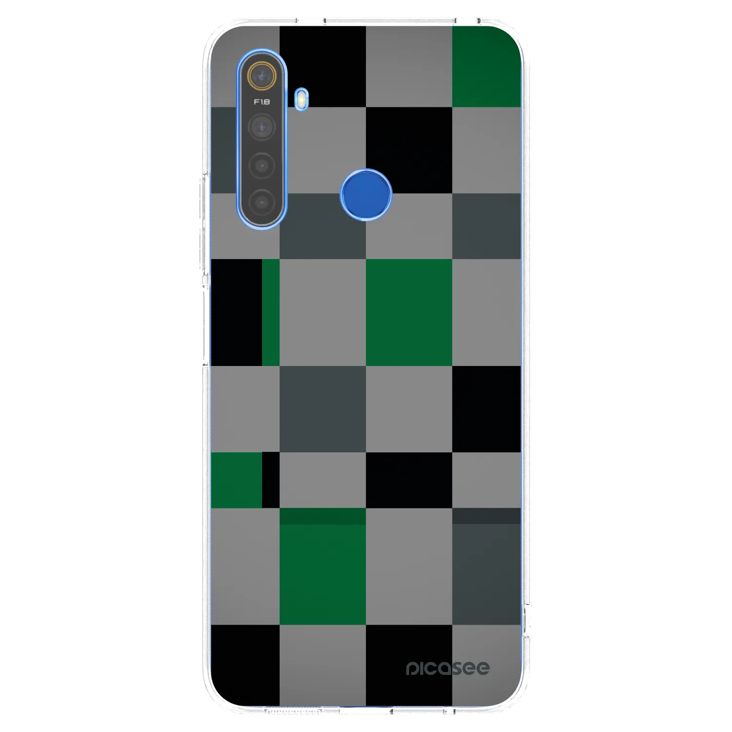 Picasee husă transparentă din silicon pentru Realme 5 - Block Grid