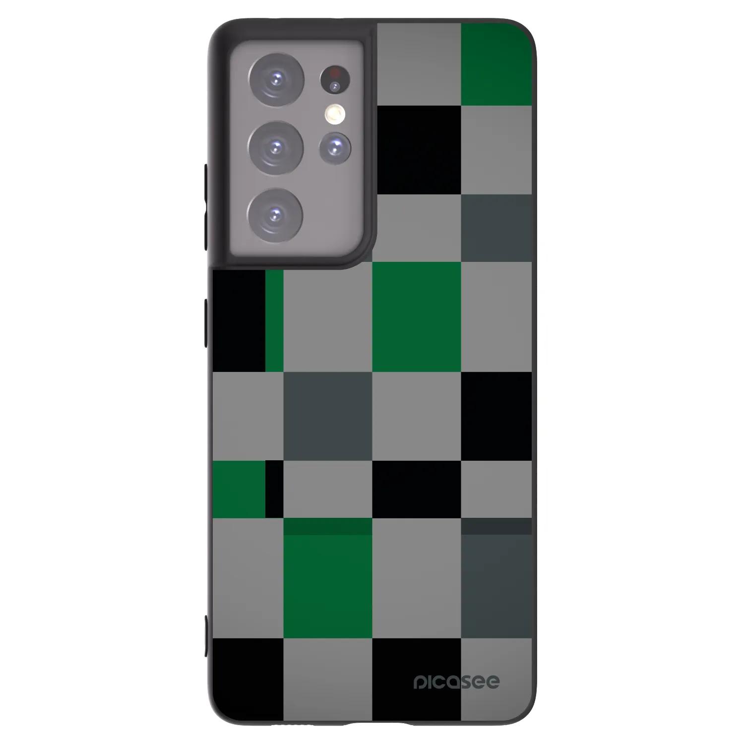 Picasee husă neagră din silicon pentru Samsung Galaxy S21 Ultra 5G G998B - Block Grid