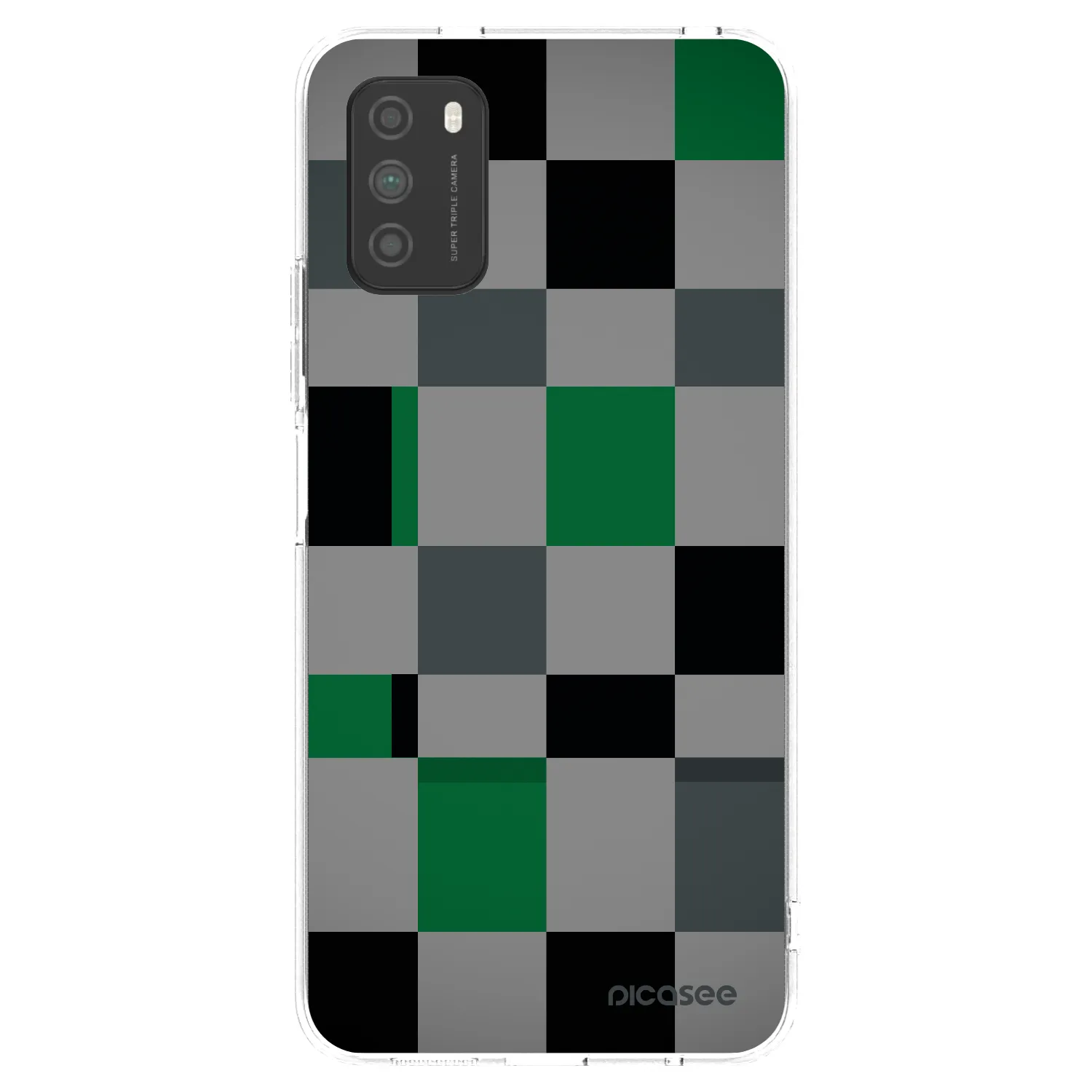 Picasee husă transparentă din silicon pentru Xiaomi Poco M3 - Block Grid