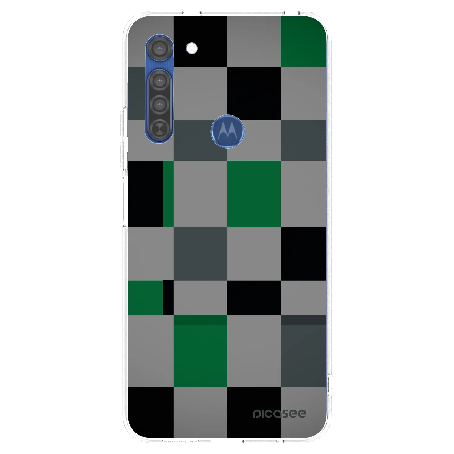 Picasee husă transparentă din silicon pentru Motorola Moto G8 - Block Grid