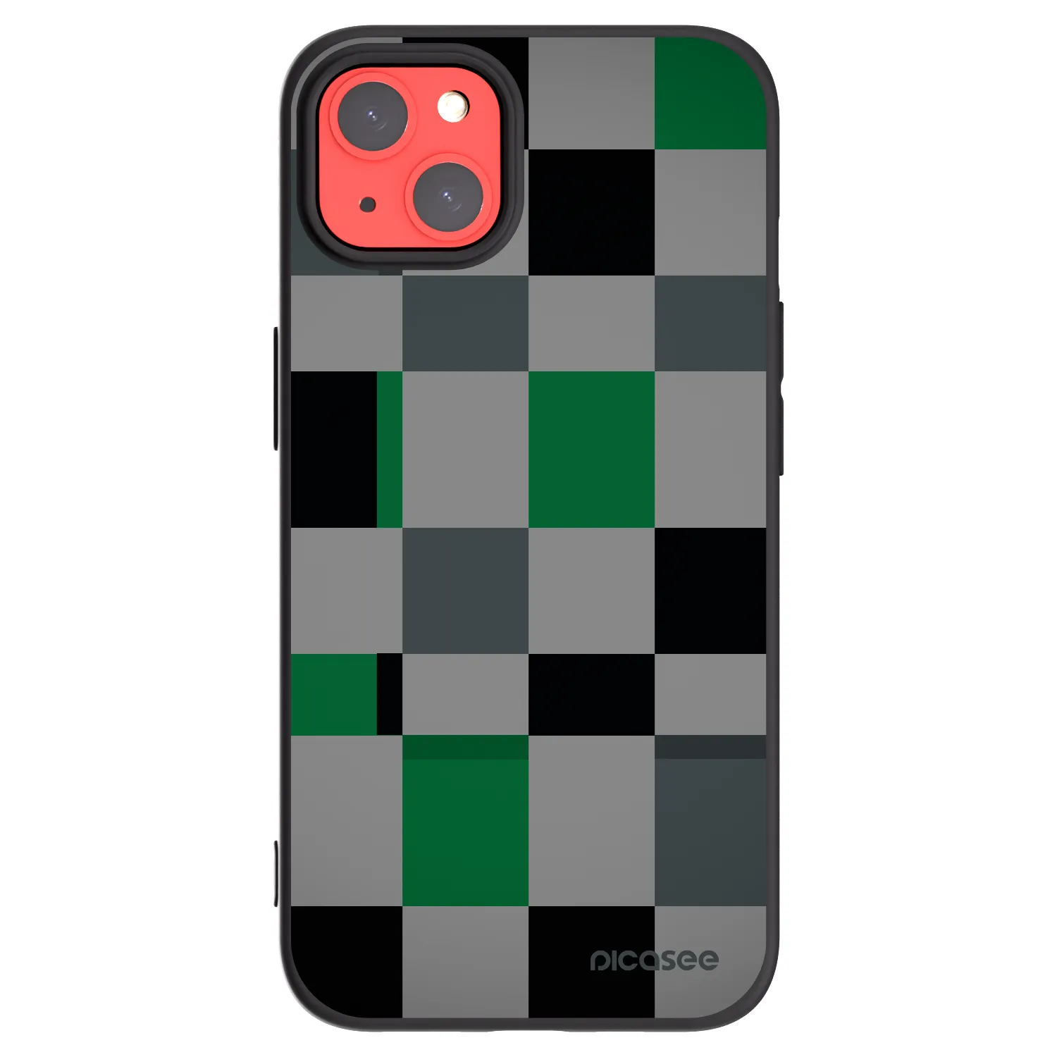 Picasee husă neagră din silicon pentru Apple iPhone 13 - Block Grid