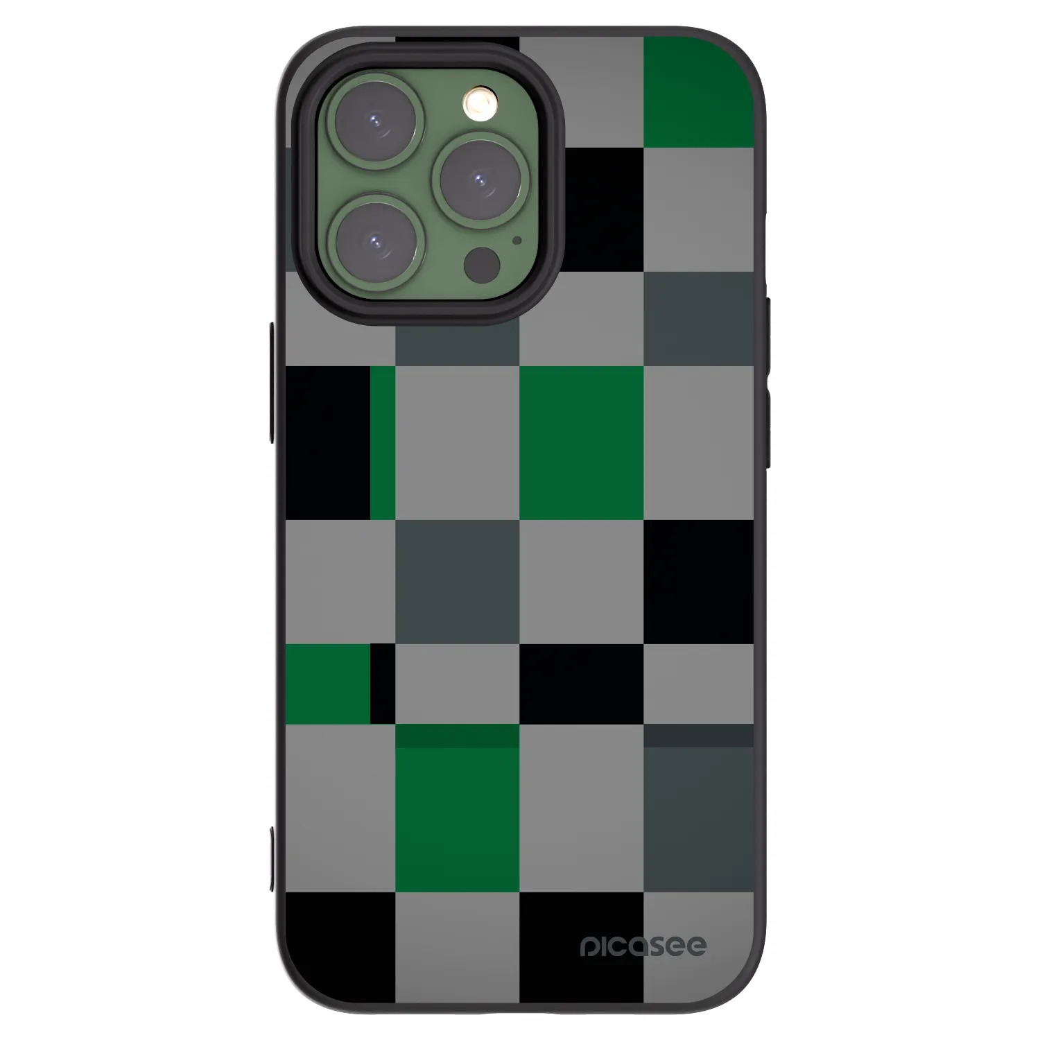 Picasee husă neagră din silicon pentru Apple iPhone 13 Pro - Block Grid