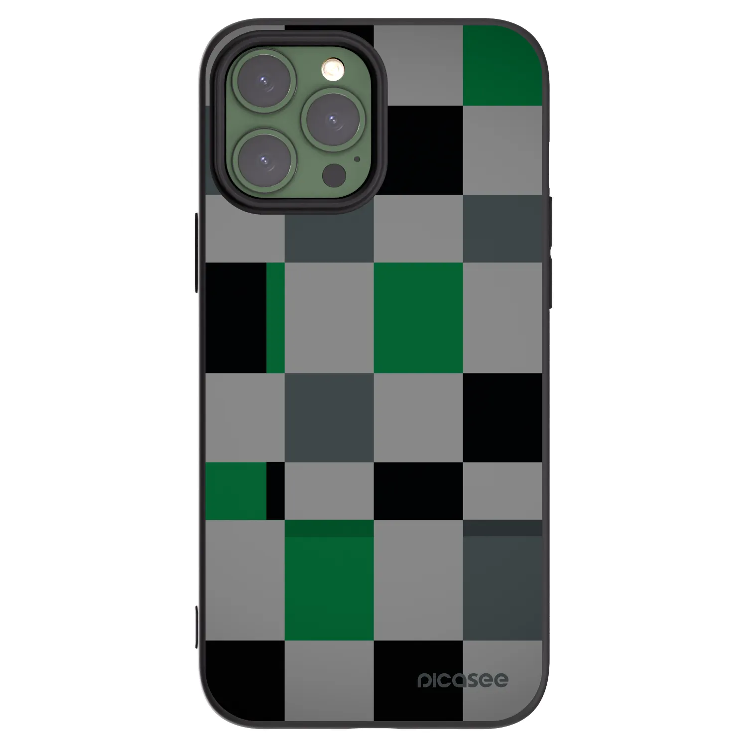 Picasee husă neagră din silicon pentru Apple iPhone 13 Pro Max - Block Grid