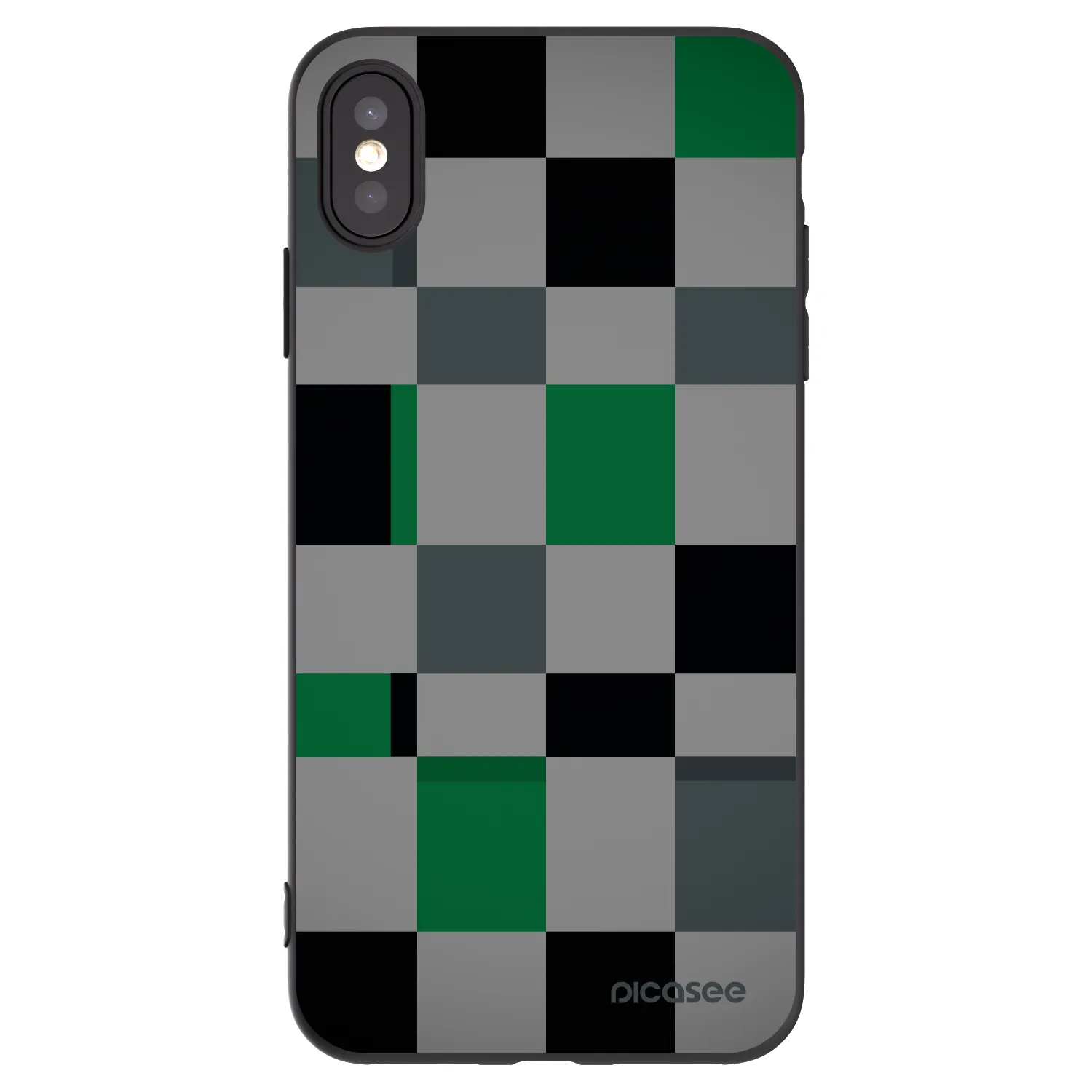 Picasee husă neagră din silicon pentru Apple iPhone XS Max - Block Grid