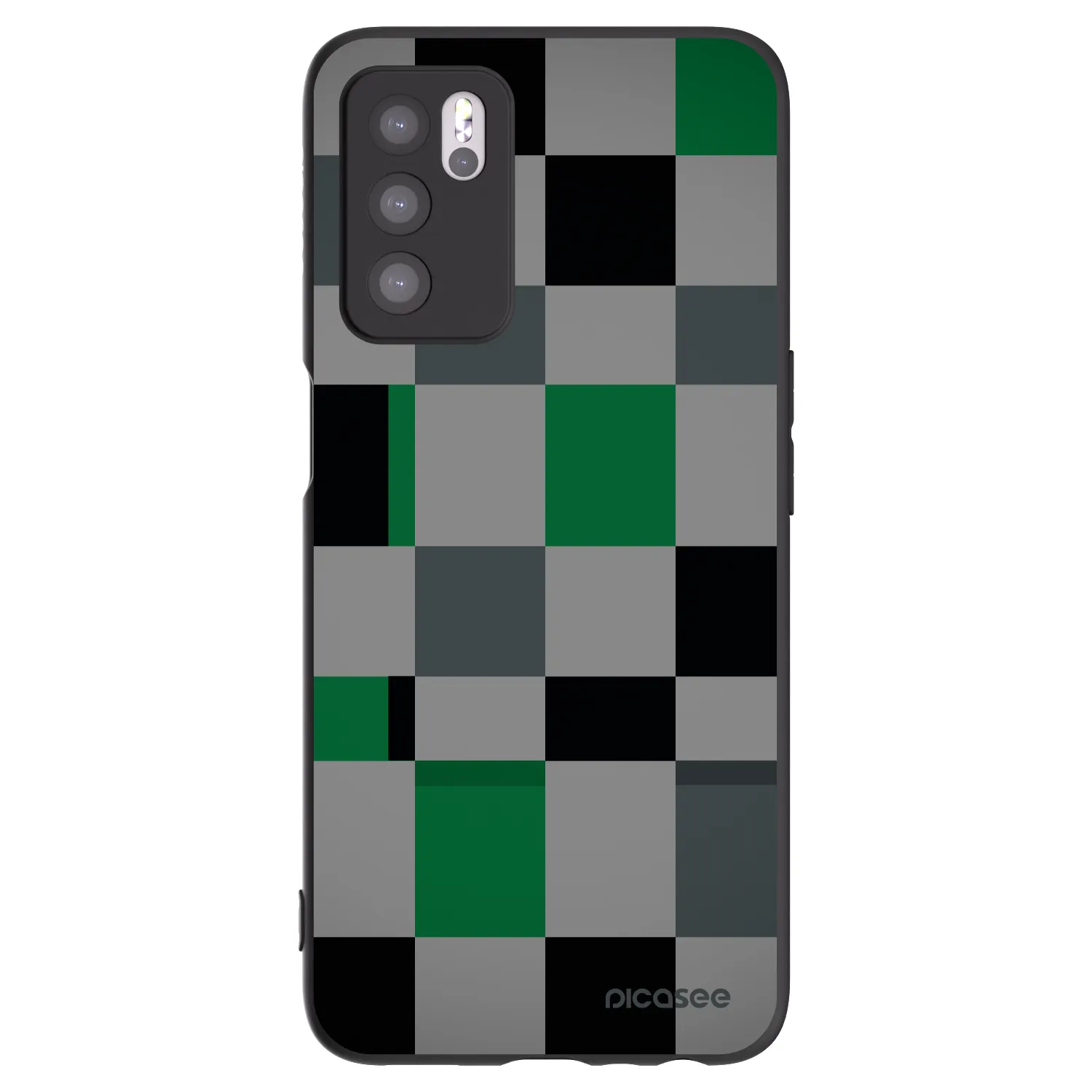 Picasee husă neagră din silicon pentru OPPO A16s - Block Grid