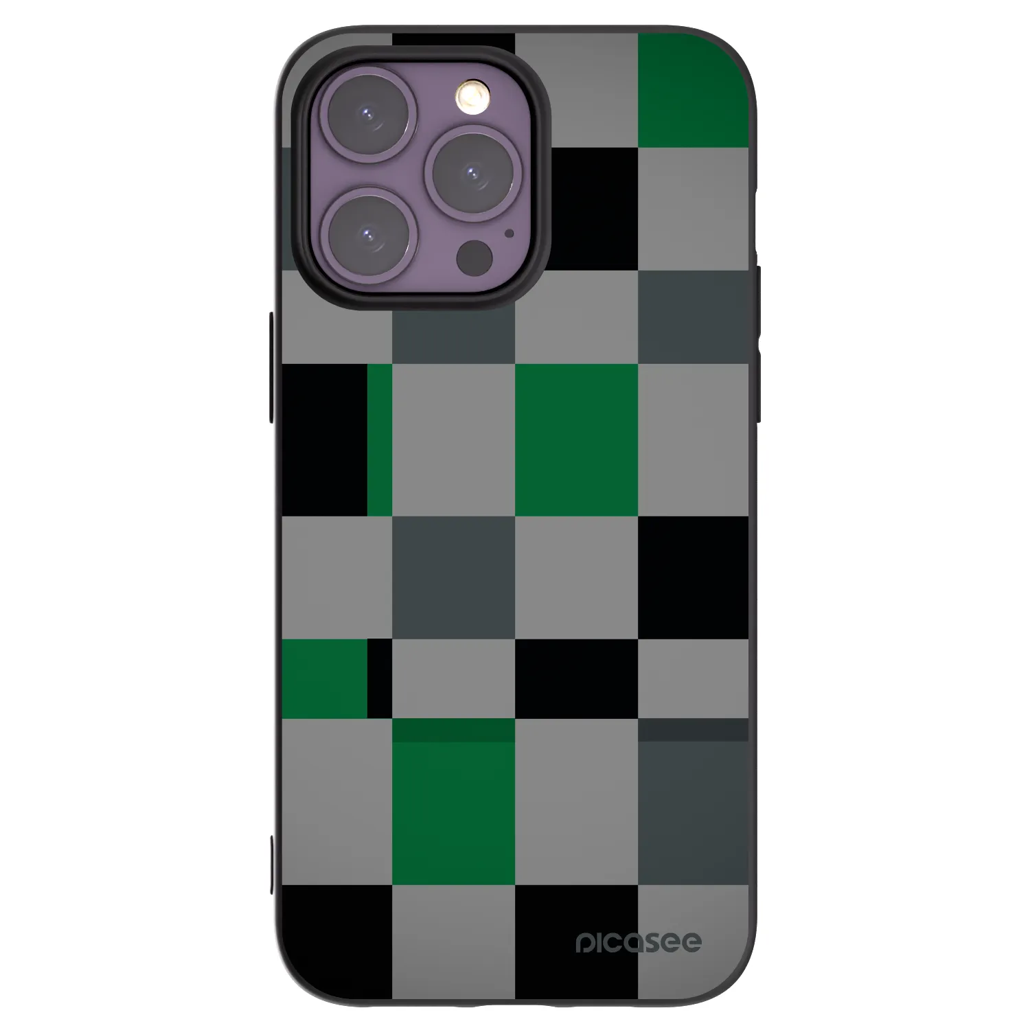 Picasee husă neagră din silicon pentru Apple iPhone 14 Pro Max - Block Grid