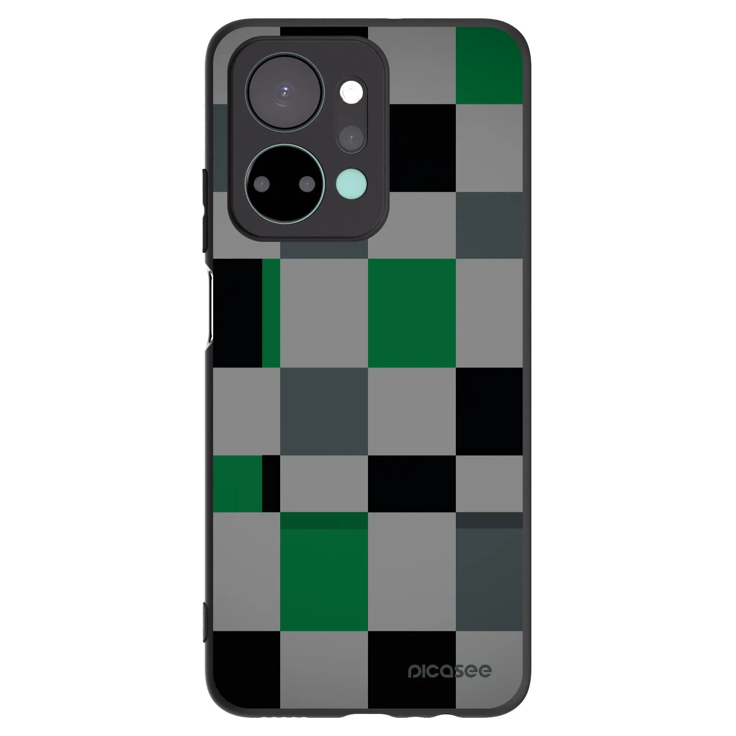 Picasee husă neagră din silicon pentru Honor X7a - Block Grid