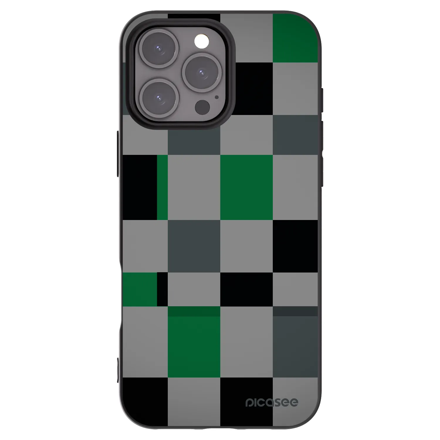 Picasee husă neagră din silicon pentru Apple iPhone 16 Pro Max - Block Grid