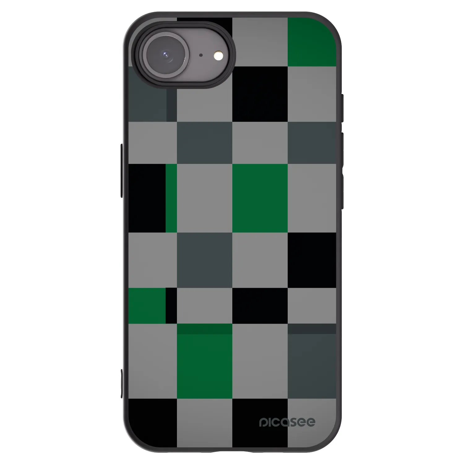 Picasee husă neagră din silicon pentru Apple iPhone 16e - Block Grid