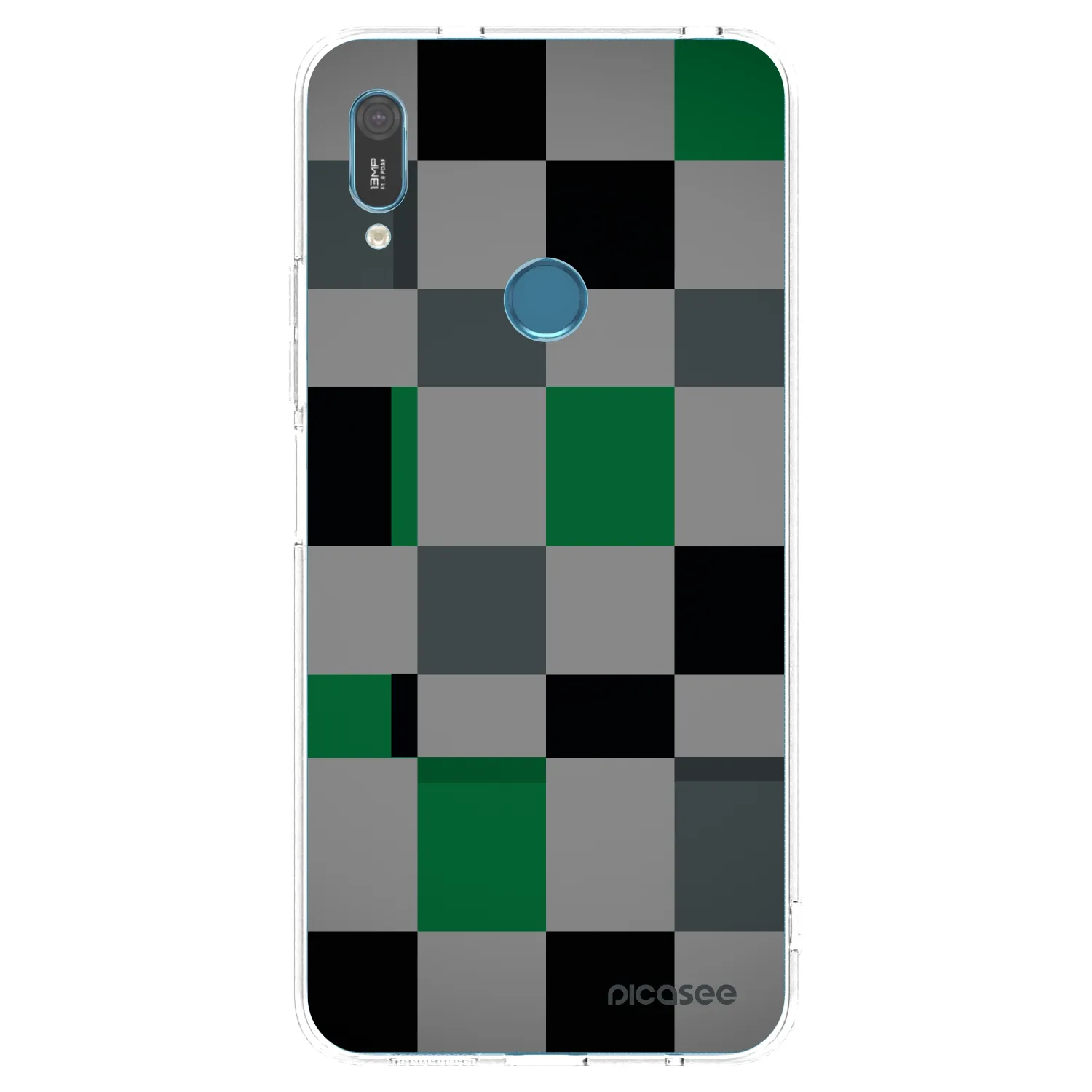 Picasee husă transparentă din silicon pentru Huawei Y6 2019 - Block Grid