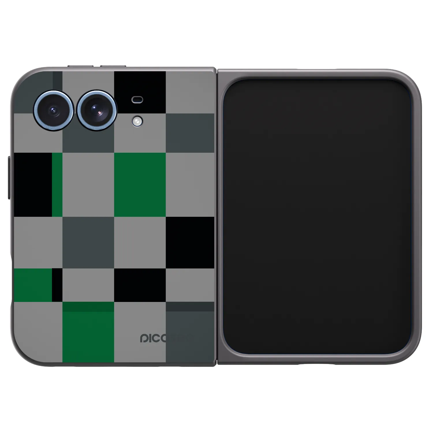 Picasee husă neagră din silicon pentru Apple iPhone Duo - Block Grid