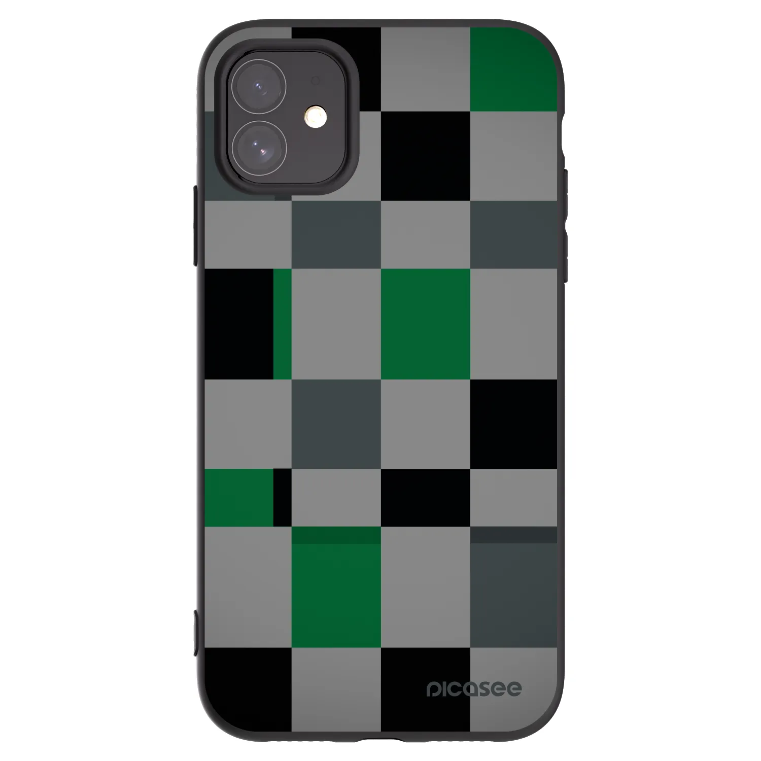 Picasee husă neagră din silicon pentru Apple iPhone 11 - Block Grid